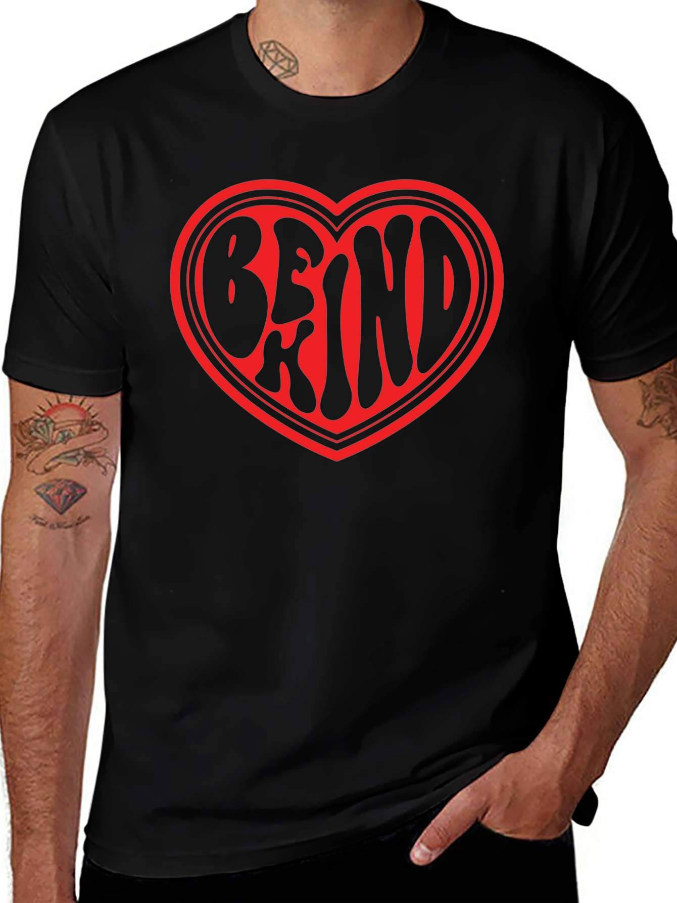 Be Kind Heart Graphic Tee - Black Unisex T-Shirt