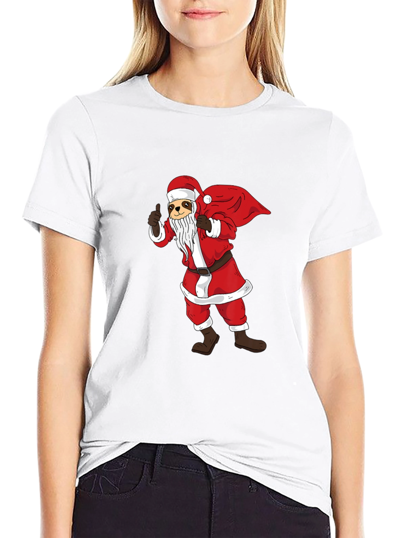 Santa Sloth Graphic T-Shirt - Holiday Cheer