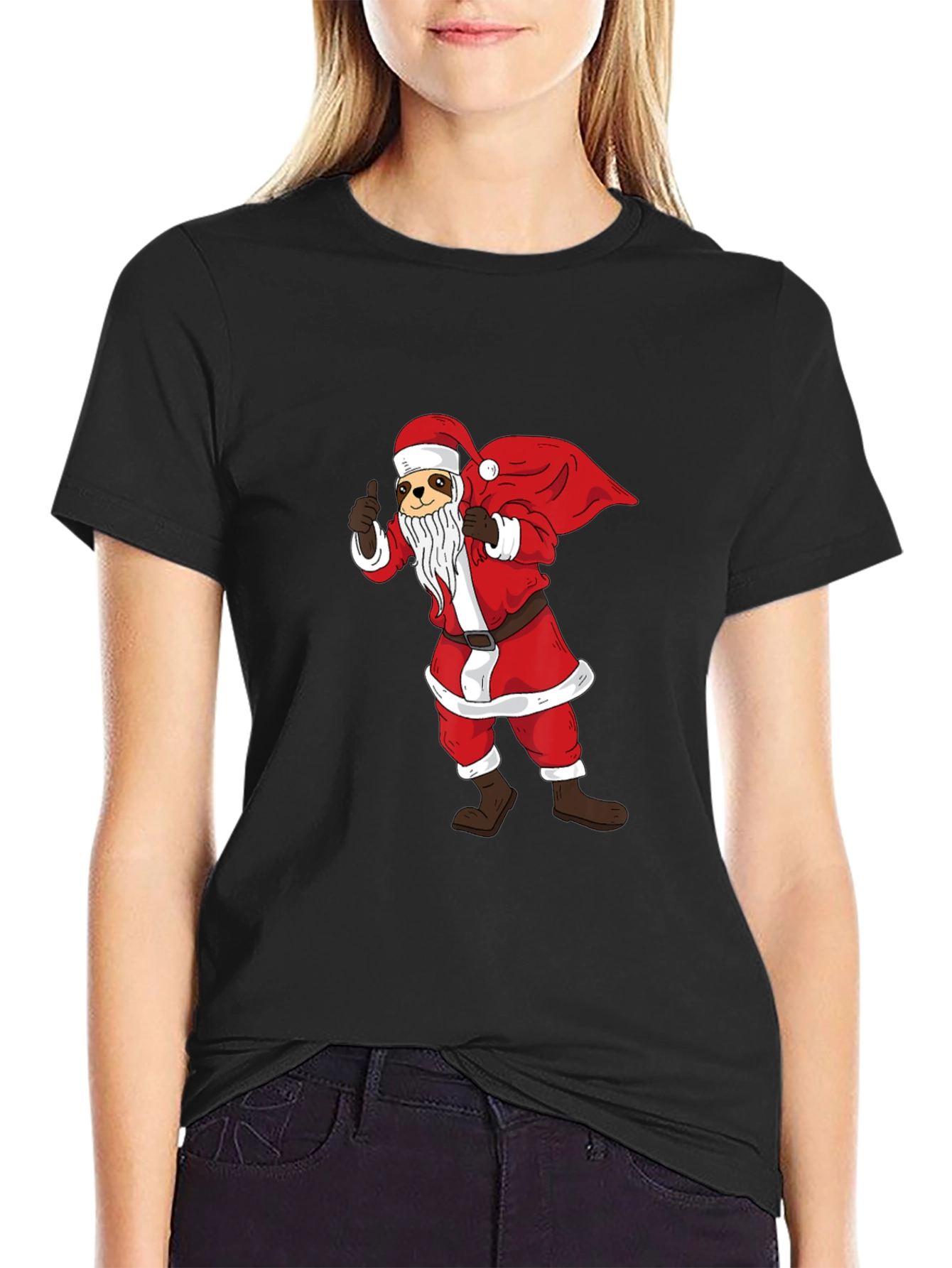 Santa Sloth Graphic T-Shirt - Holiday Cheer