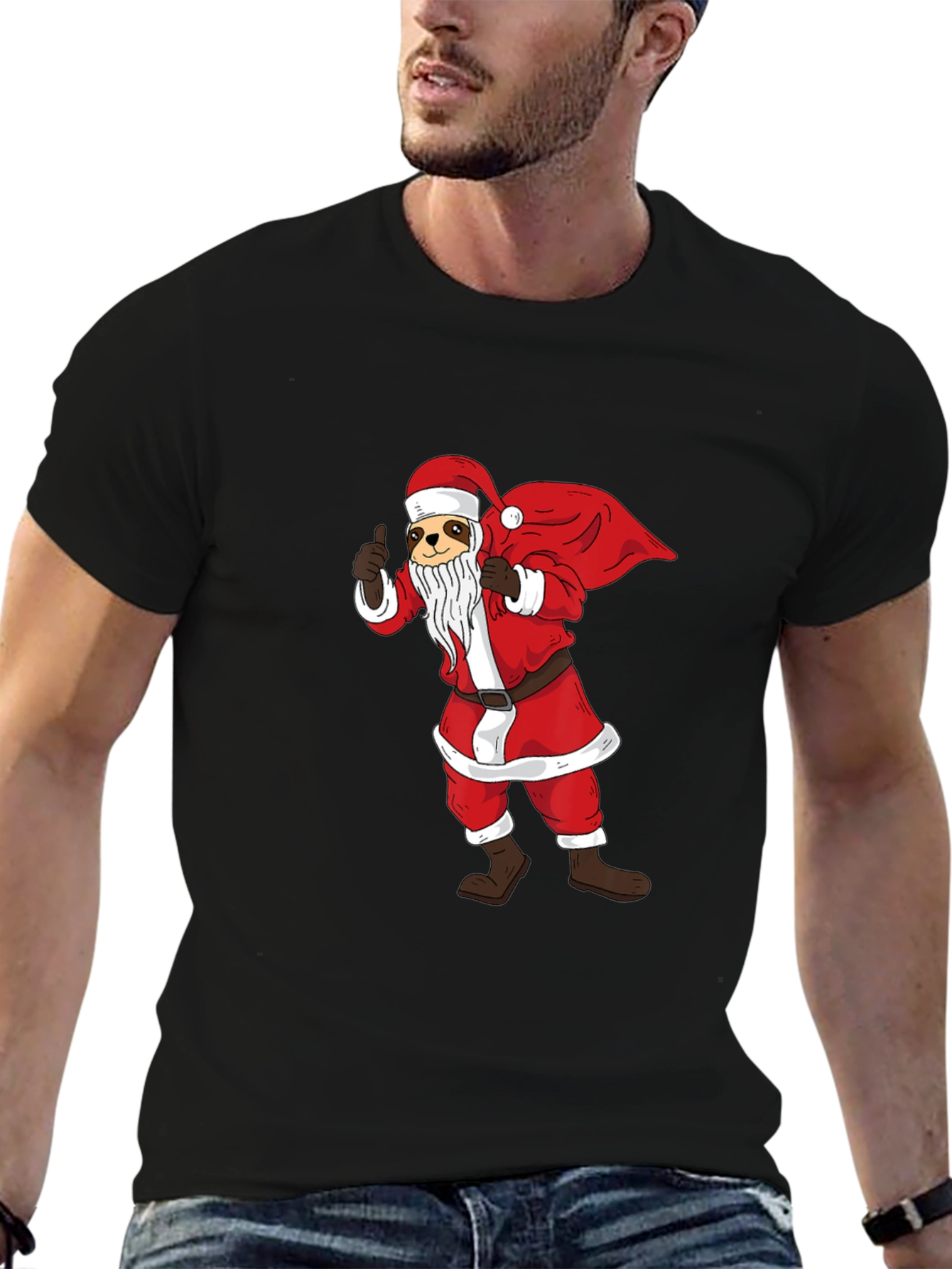 Santa Sloth Graphic T-Shirt - Holiday Cheer