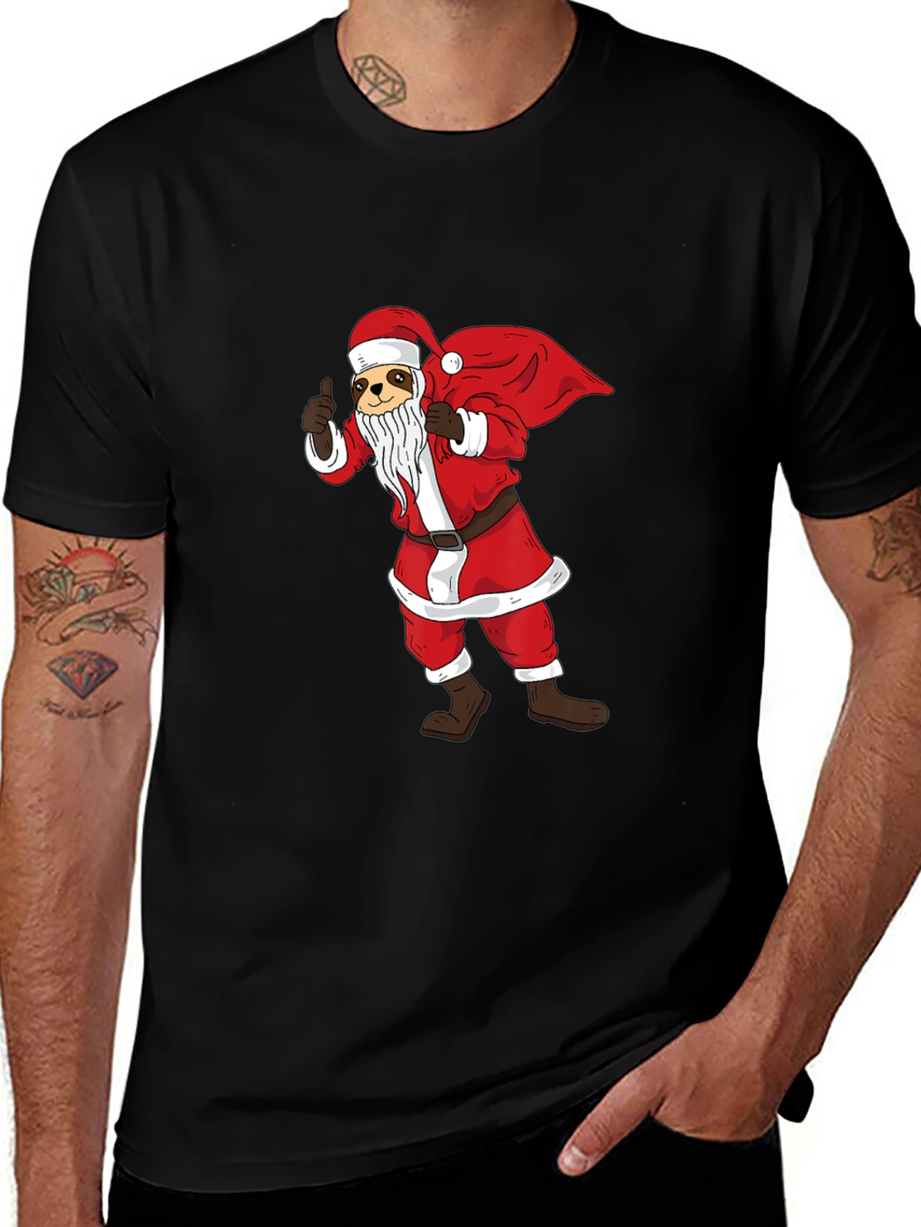 Santa Sloth Graphic T-Shirt - Holiday Cheer
