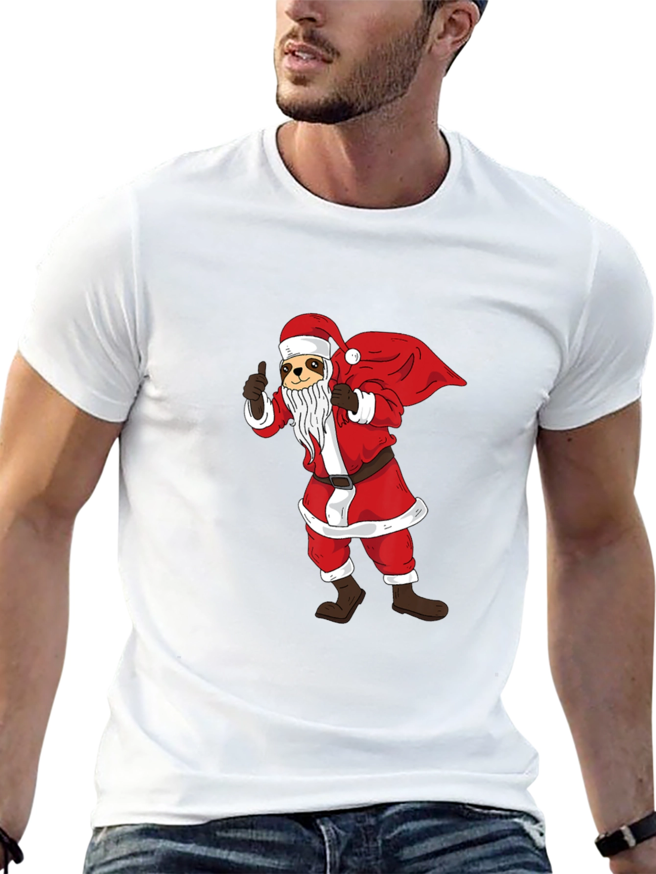 Santa Sloth Graphic T-Shirt - Holiday Cheer