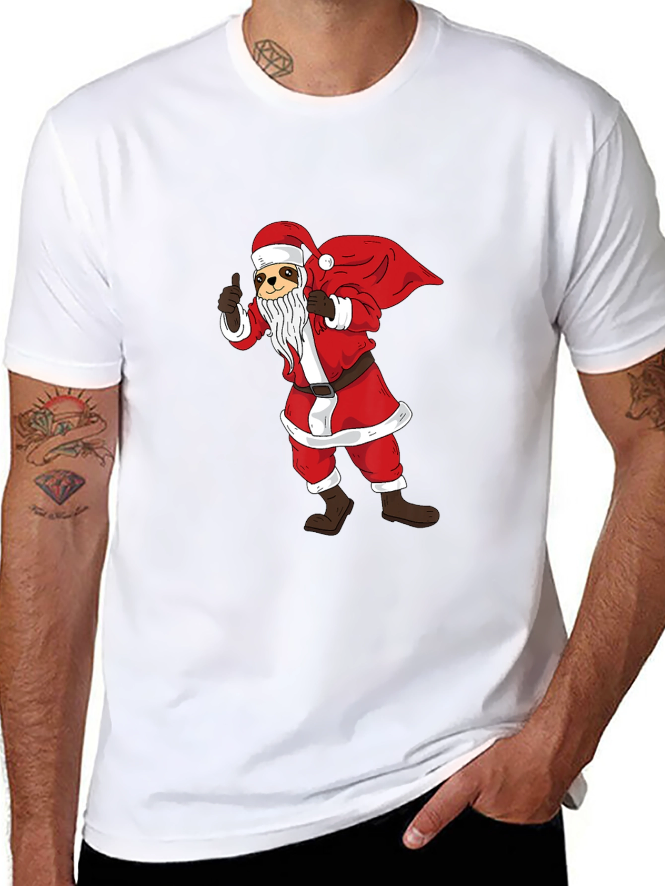 Santa Sloth Graphic T-Shirt - Holiday Cheer
