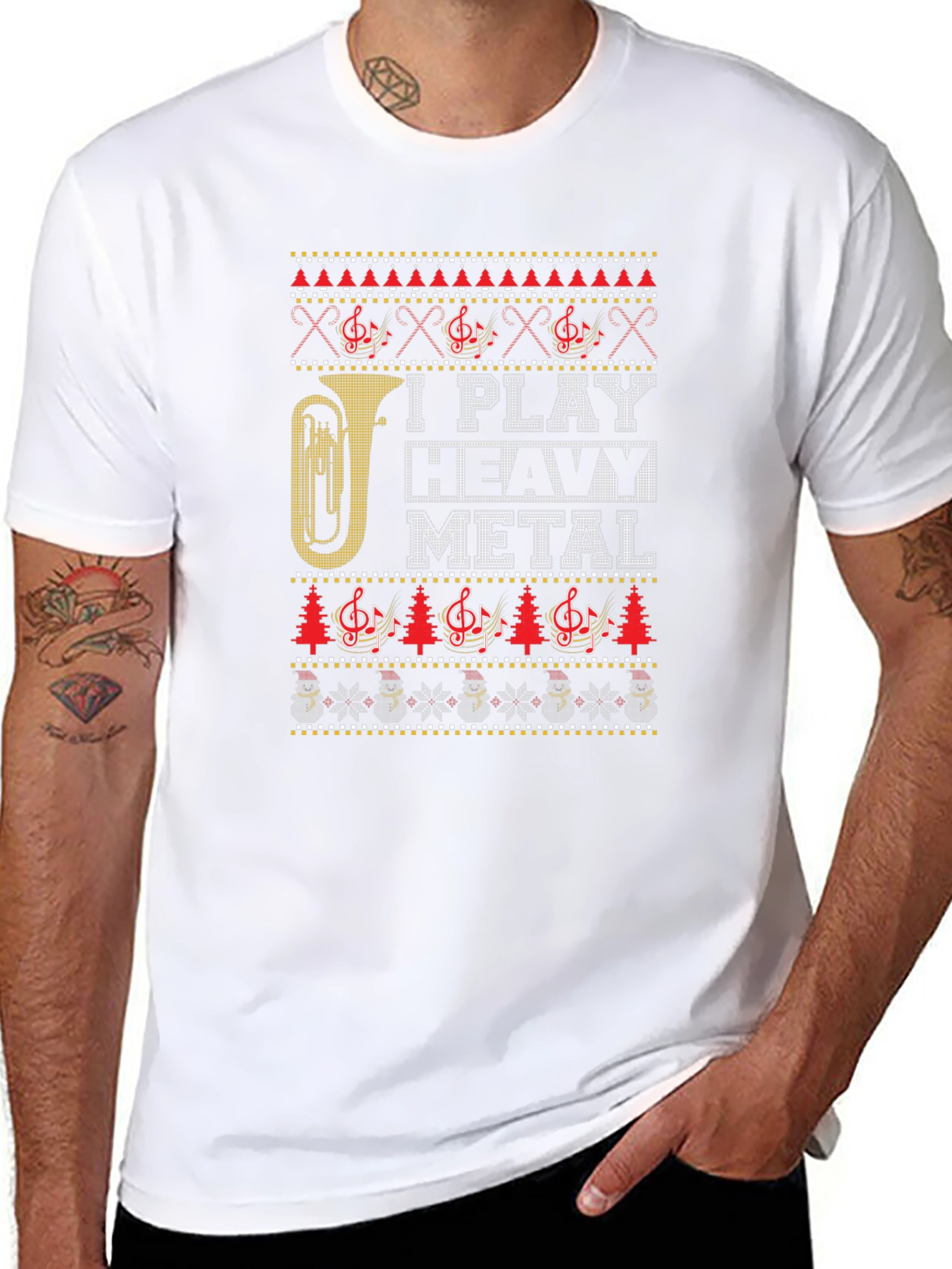 I Play Heavy Metal Ugly Christmas T-Shirt