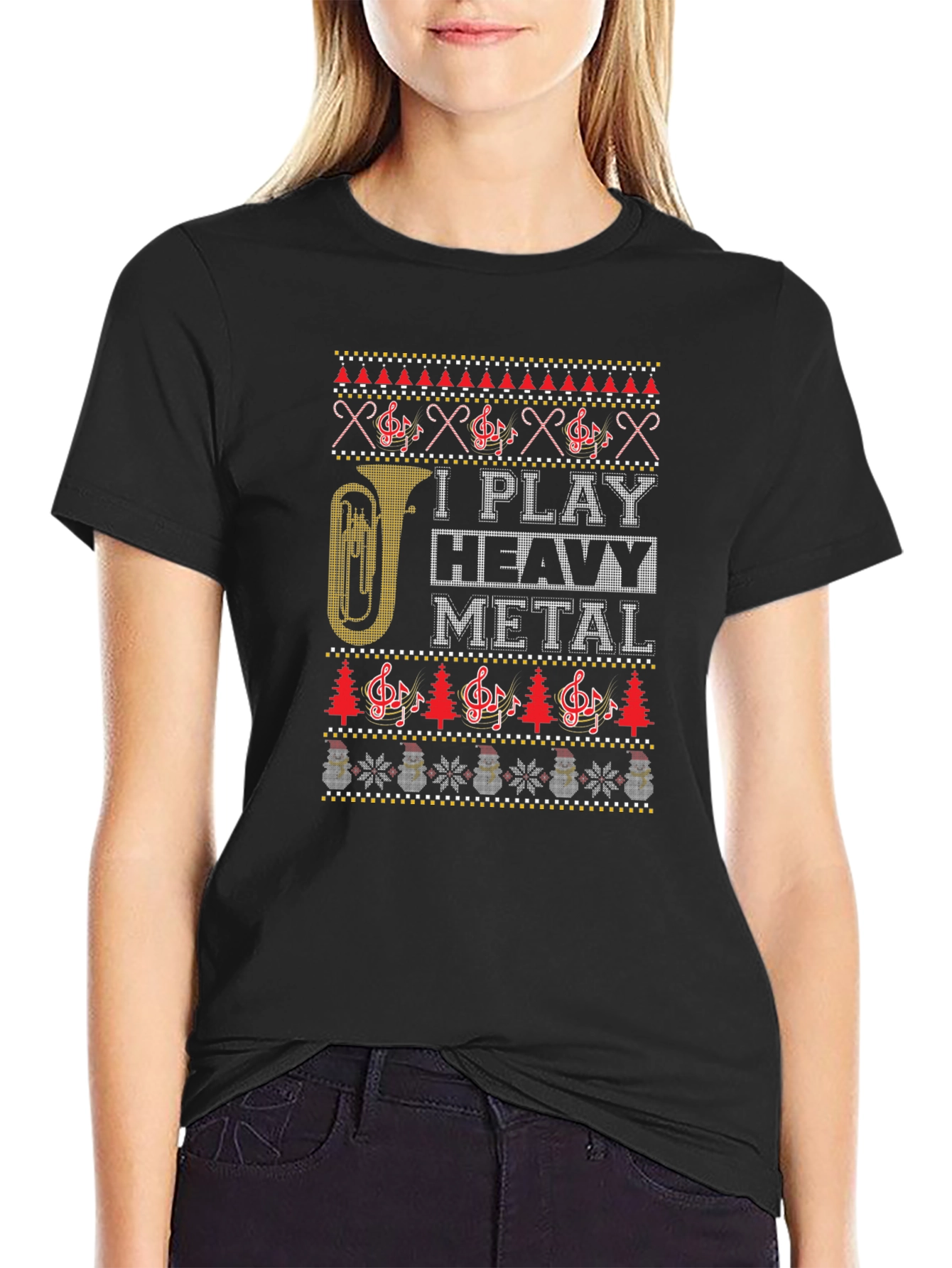 I Play Heavy Metal Ugly Christmas T-Shirt
