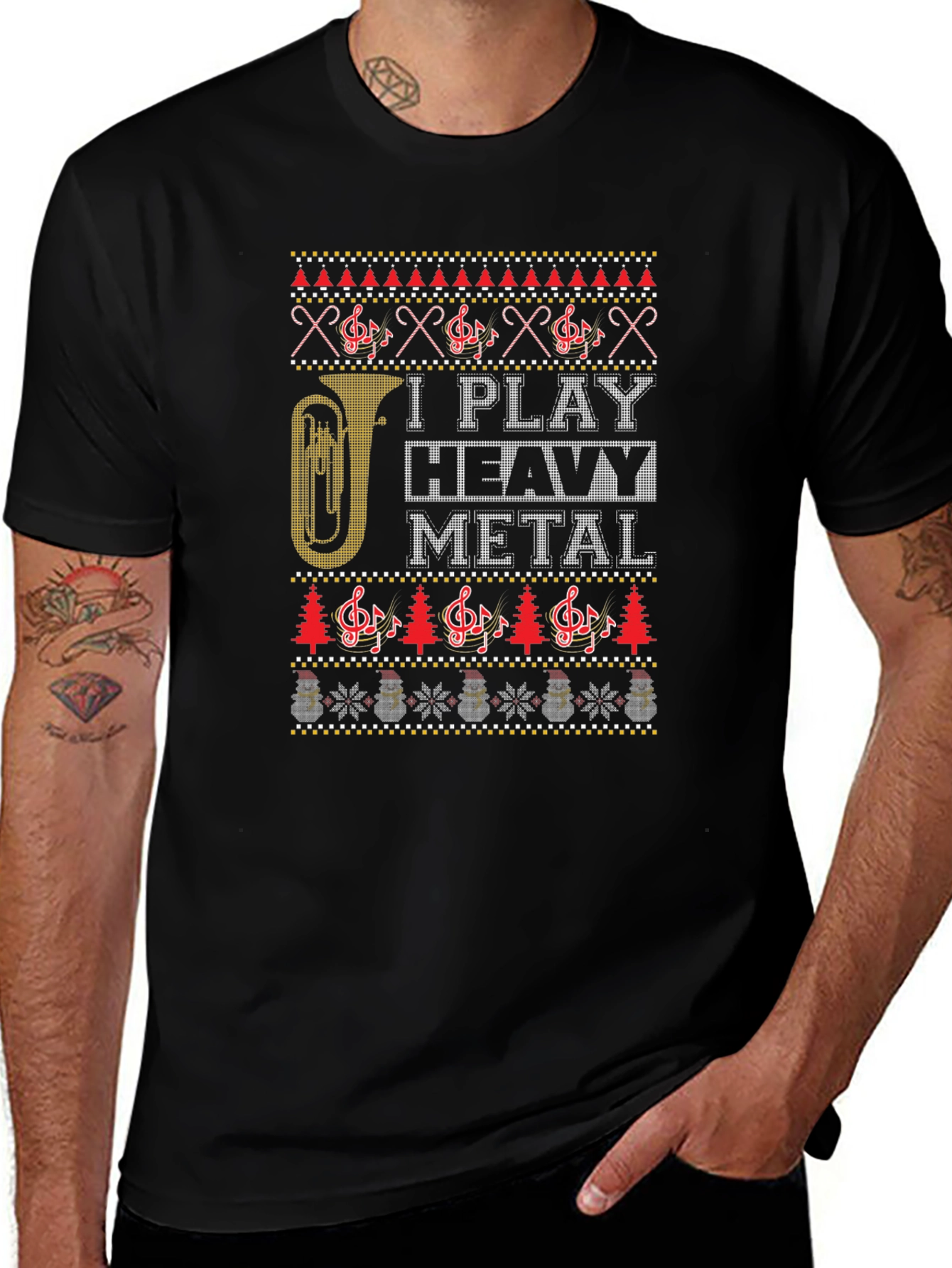I Play Heavy Metal Ugly Christmas T-Shirt