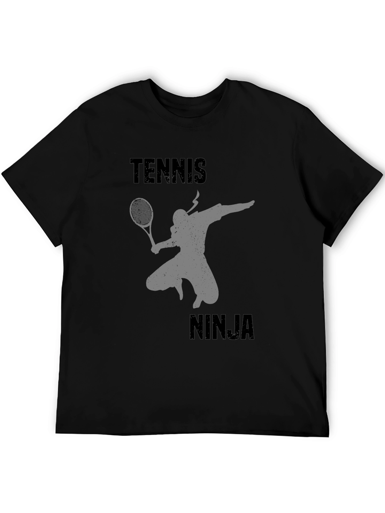 Tennis Ninja Graphic Tee - Black Cotton T-Shirt
