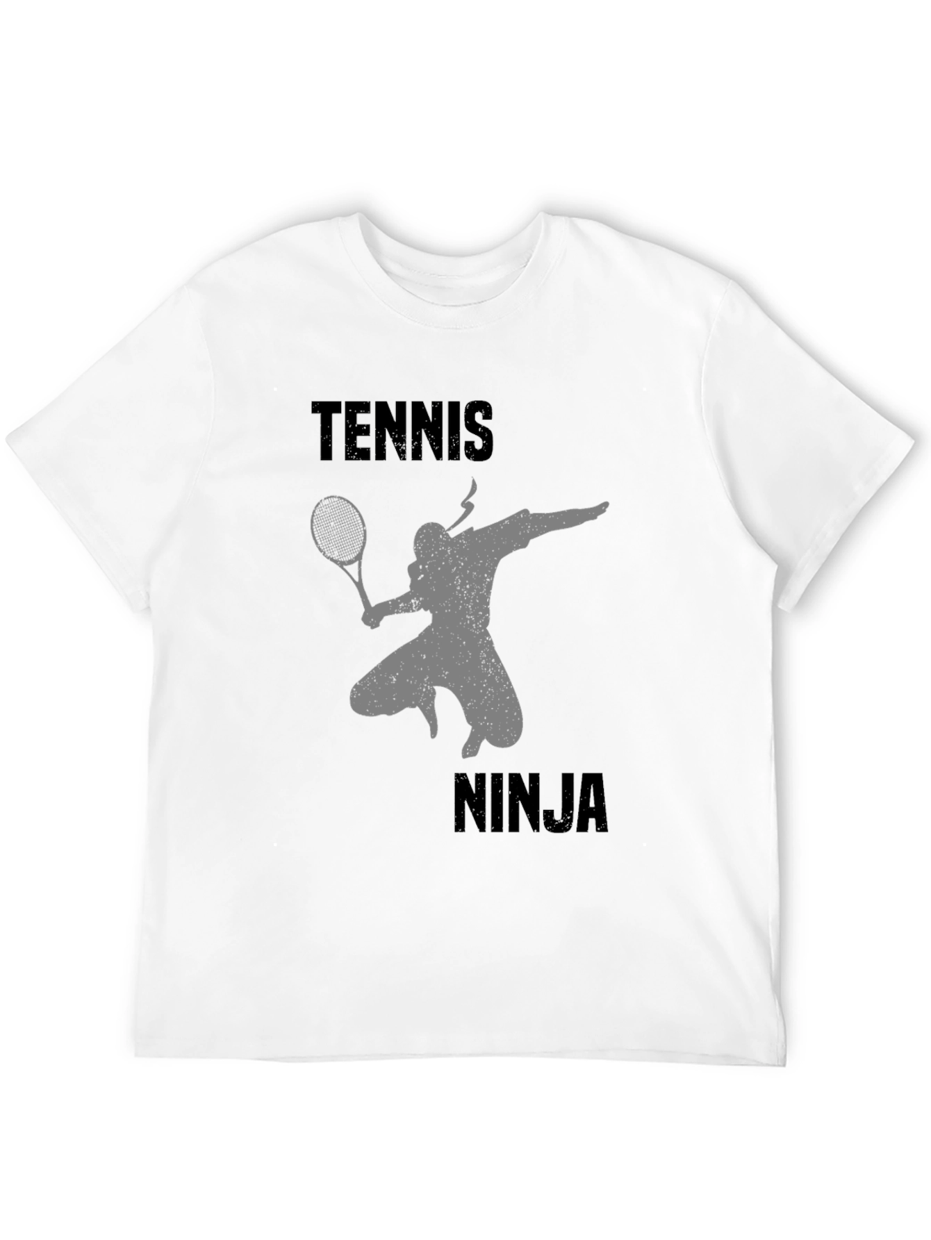 Tennis Ninja Graphic Tee - Black Cotton T-Shirt