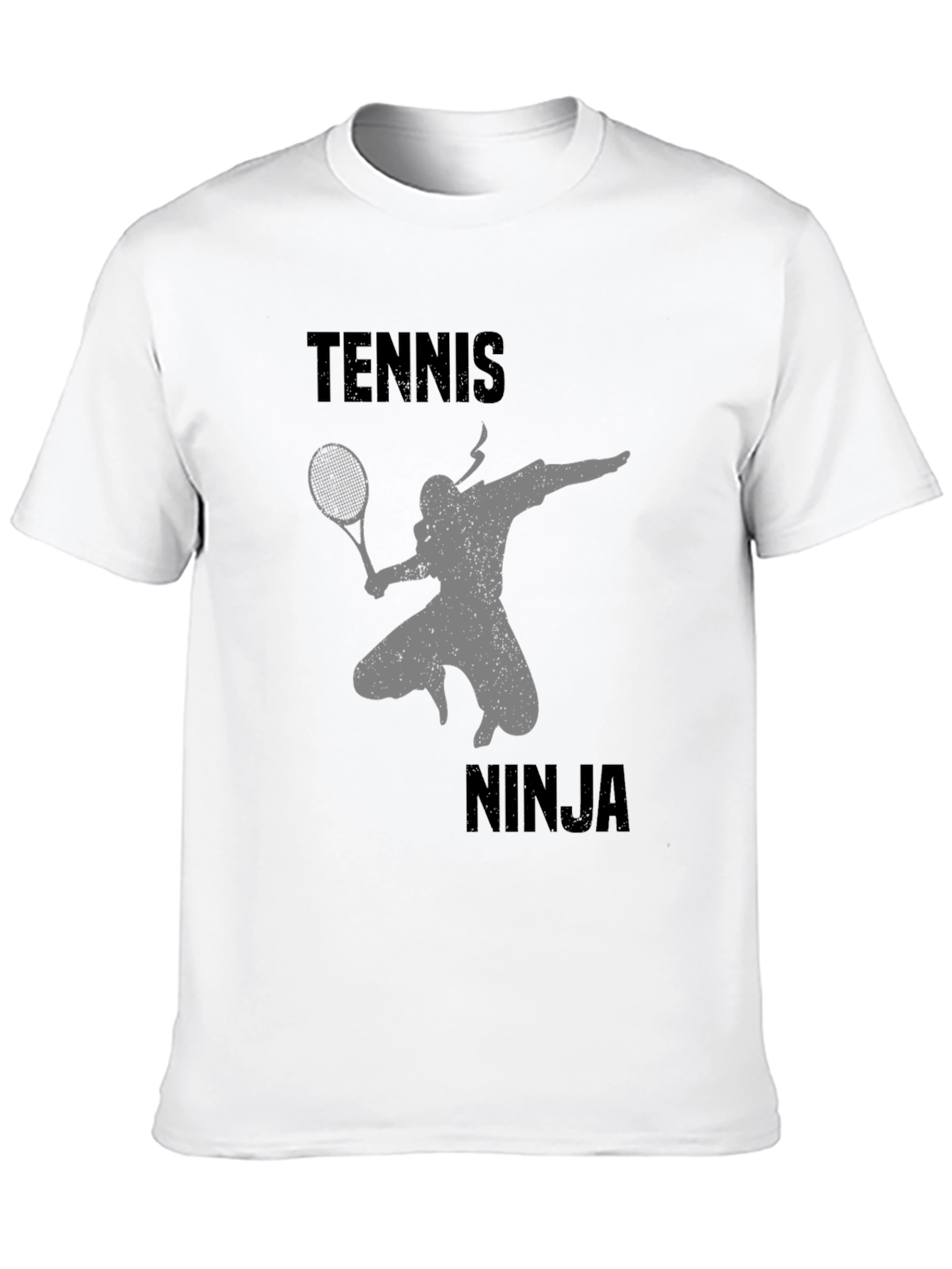 Tennis Ninja Graphic Tee - Black Cotton T-Shirt