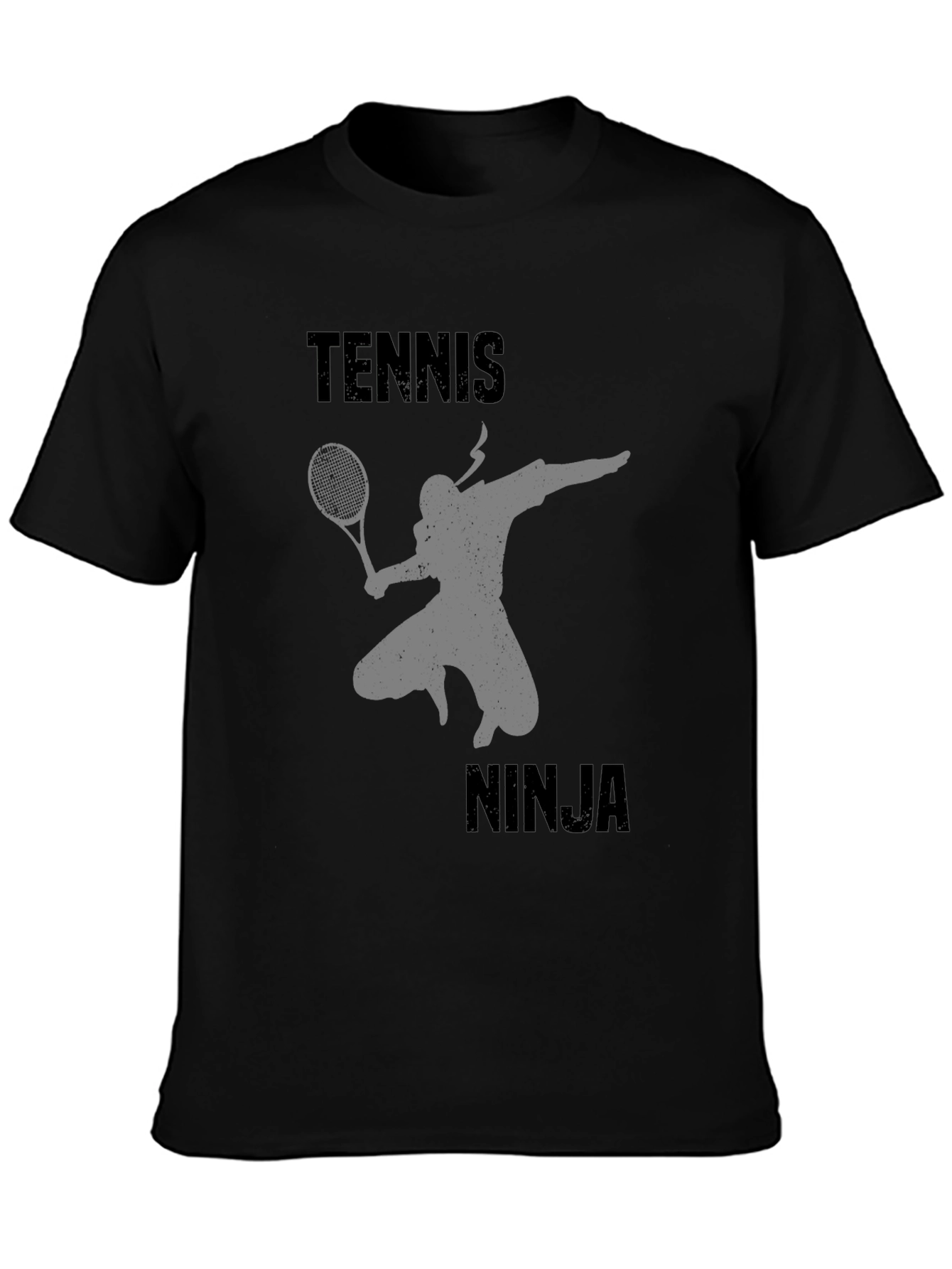 Tennis Ninja Graphic Tee - Black Cotton T-Shirt