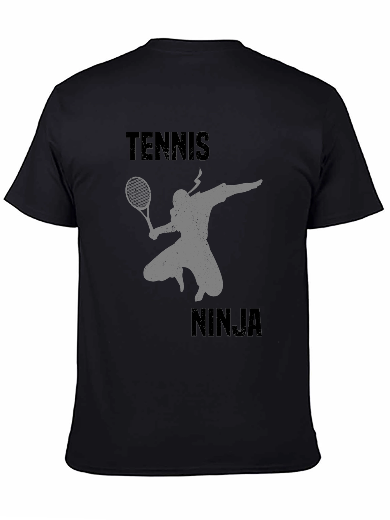 Tennis Ninja Graphic Tee - Black Cotton T-Shirt