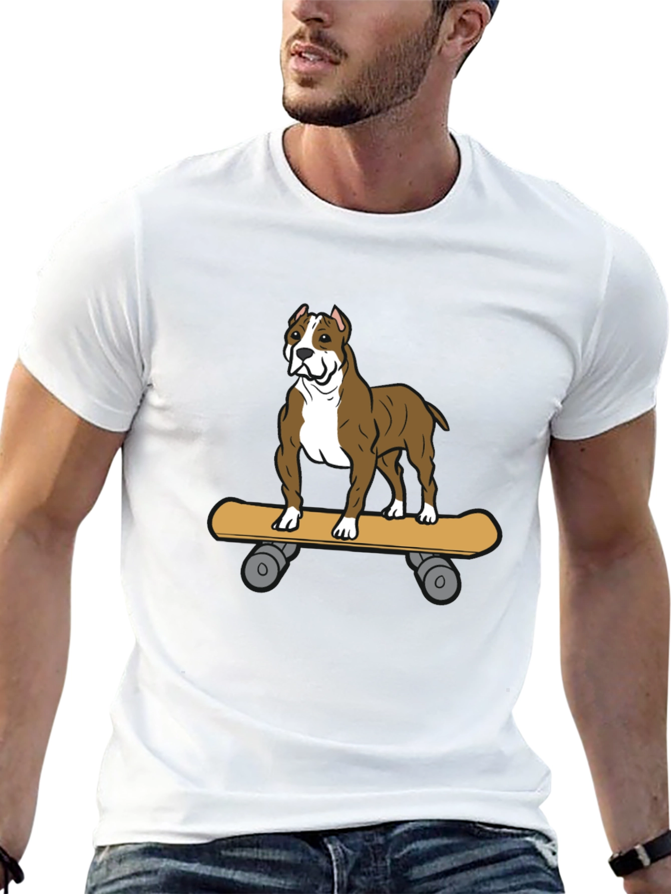 Dog on Skateboard Graphic Tee - Unique Design
