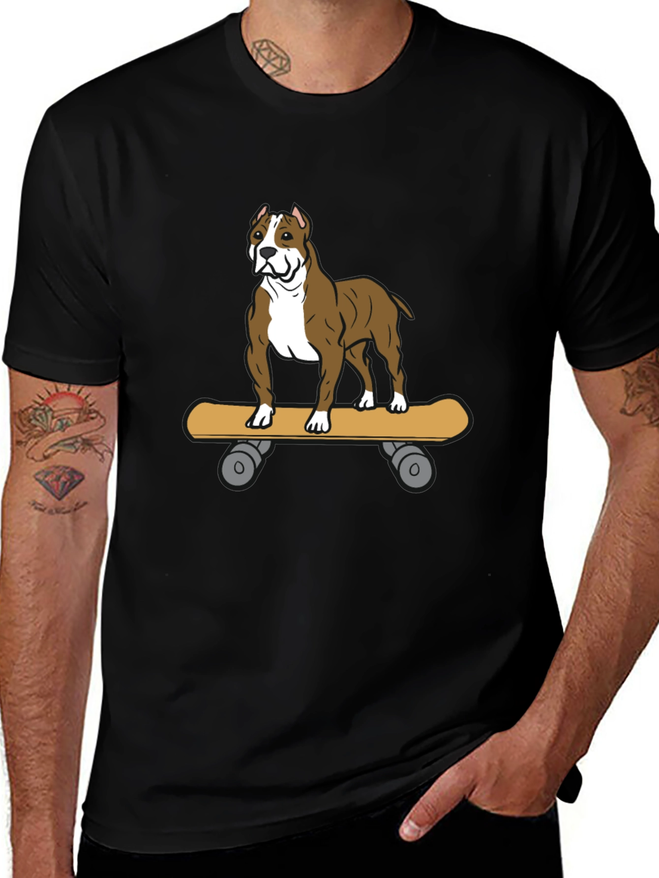 Dog on Skateboard Graphic Tee - Unique Design