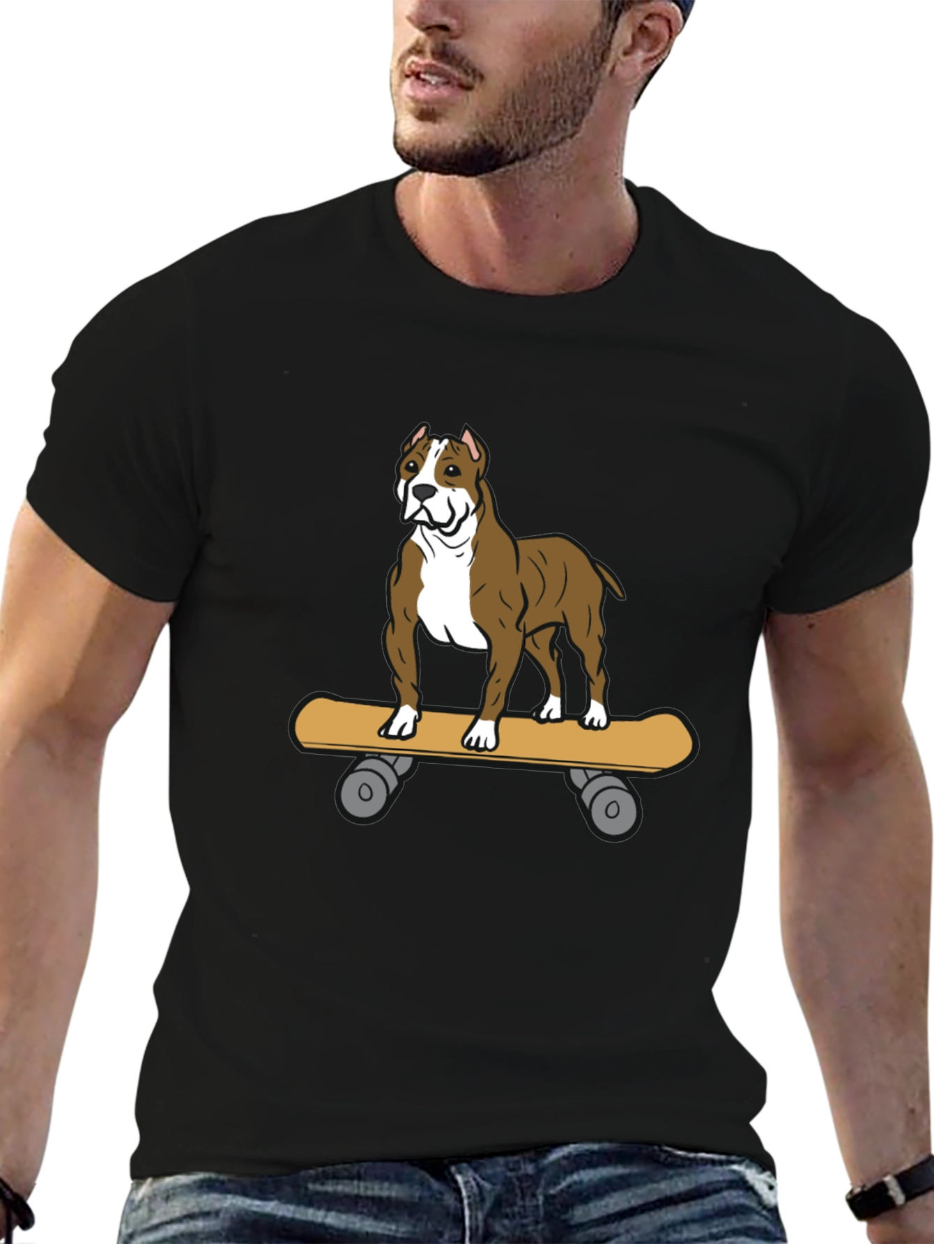 Dog on Skateboard Graphic Tee - Unique Design