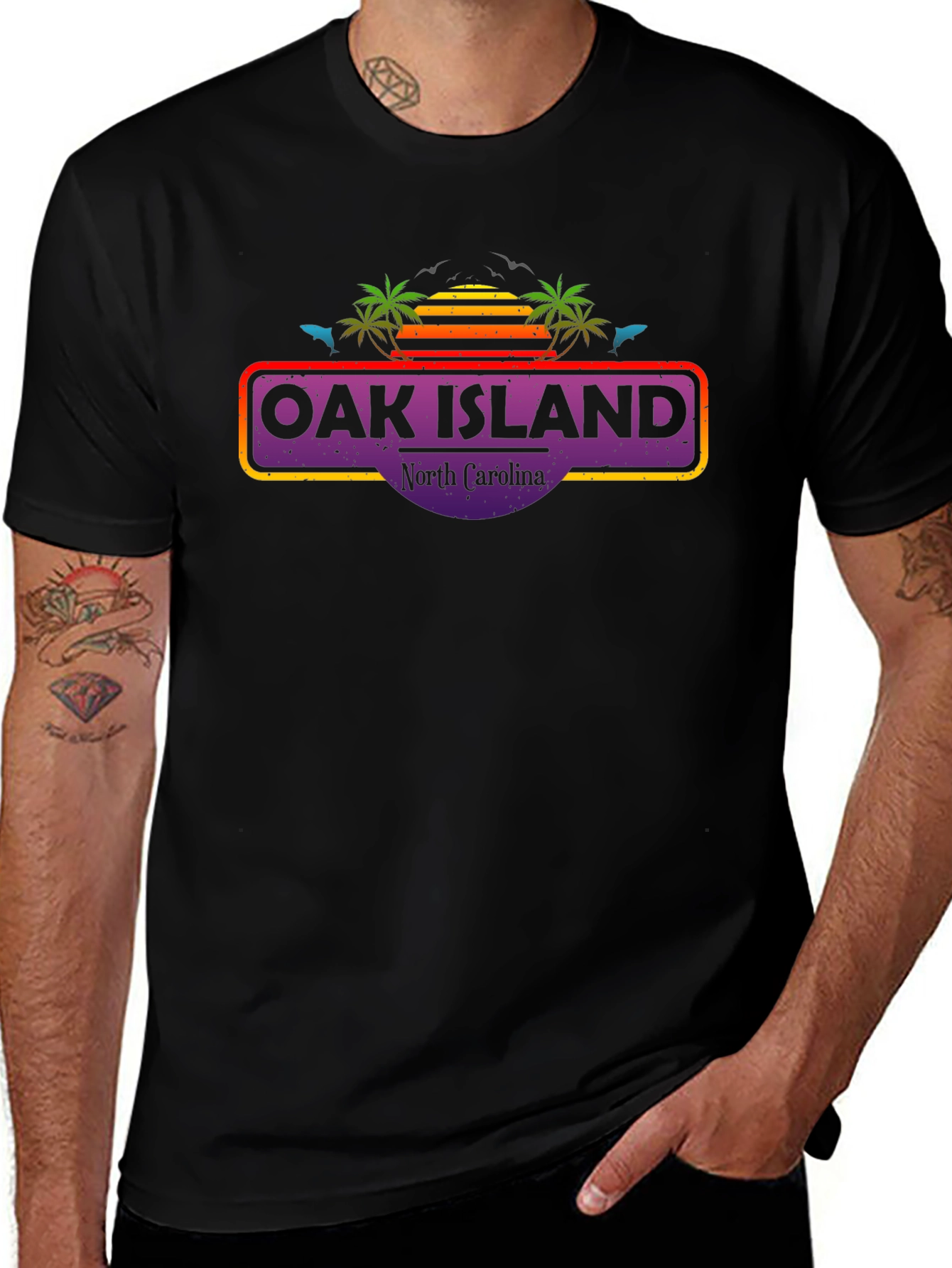 Oak Island North Carolina Retro T-Shirt