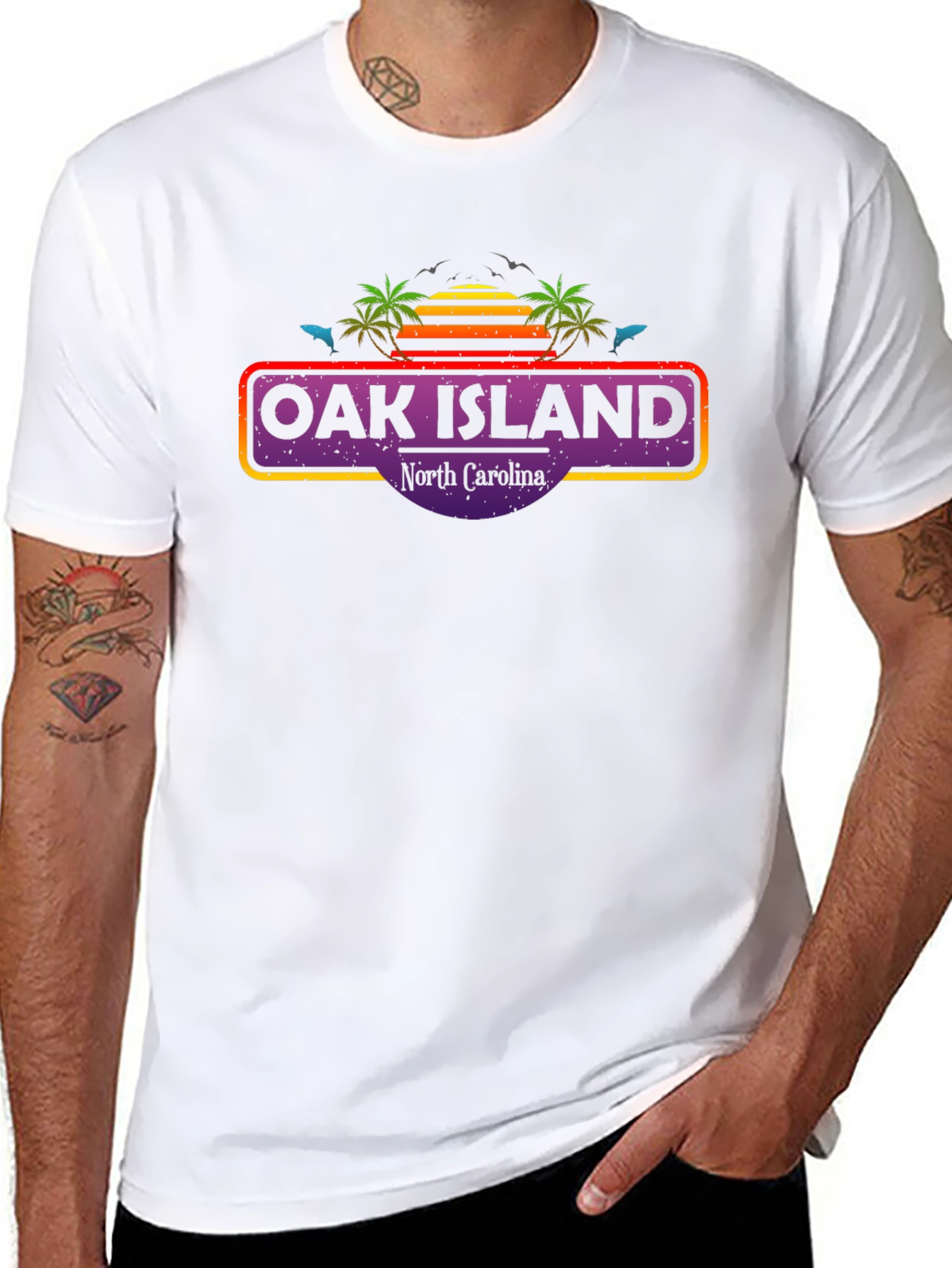 Oak Island North Carolina Retro T-Shirt