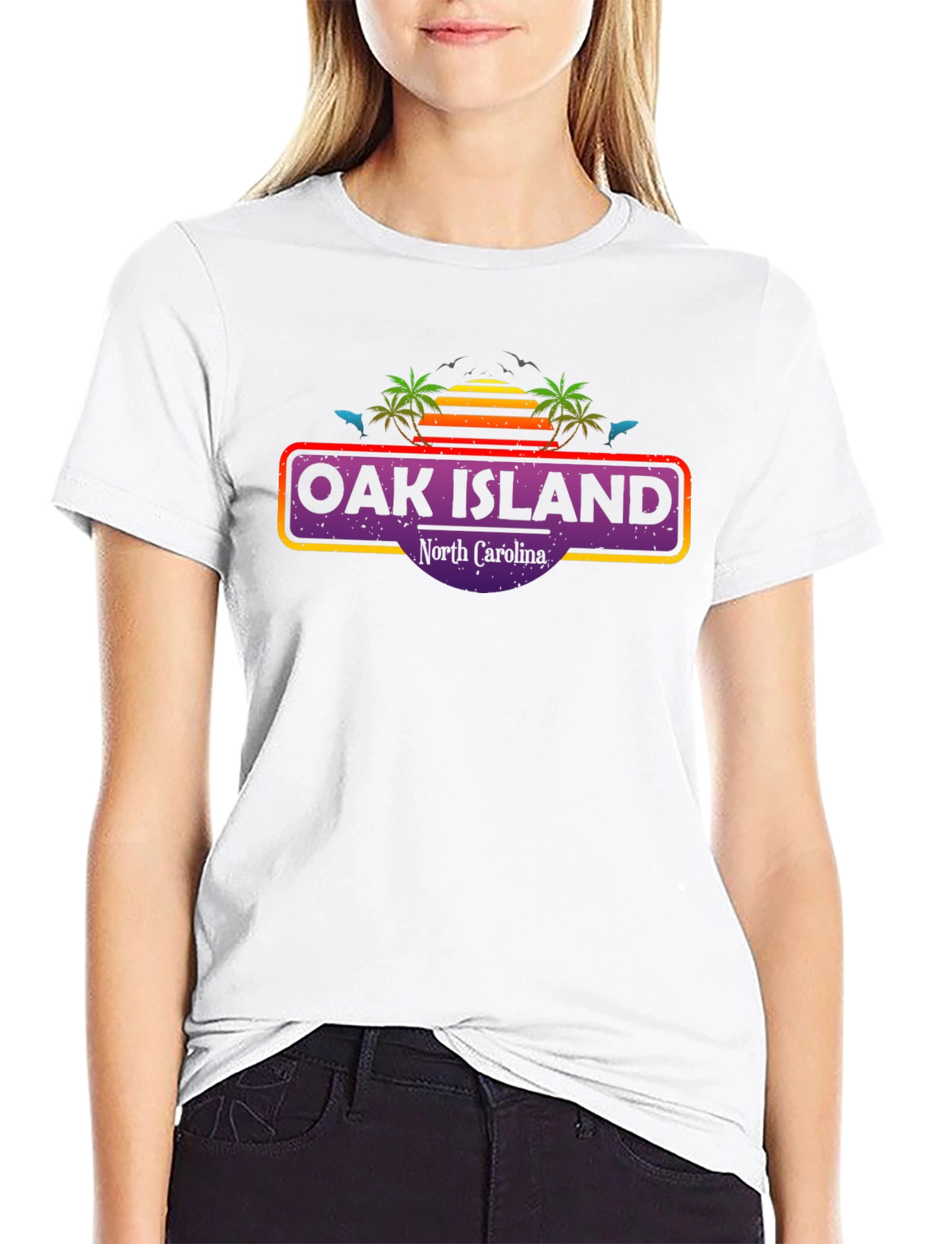 Oak Island North Carolina Retro T-Shirt