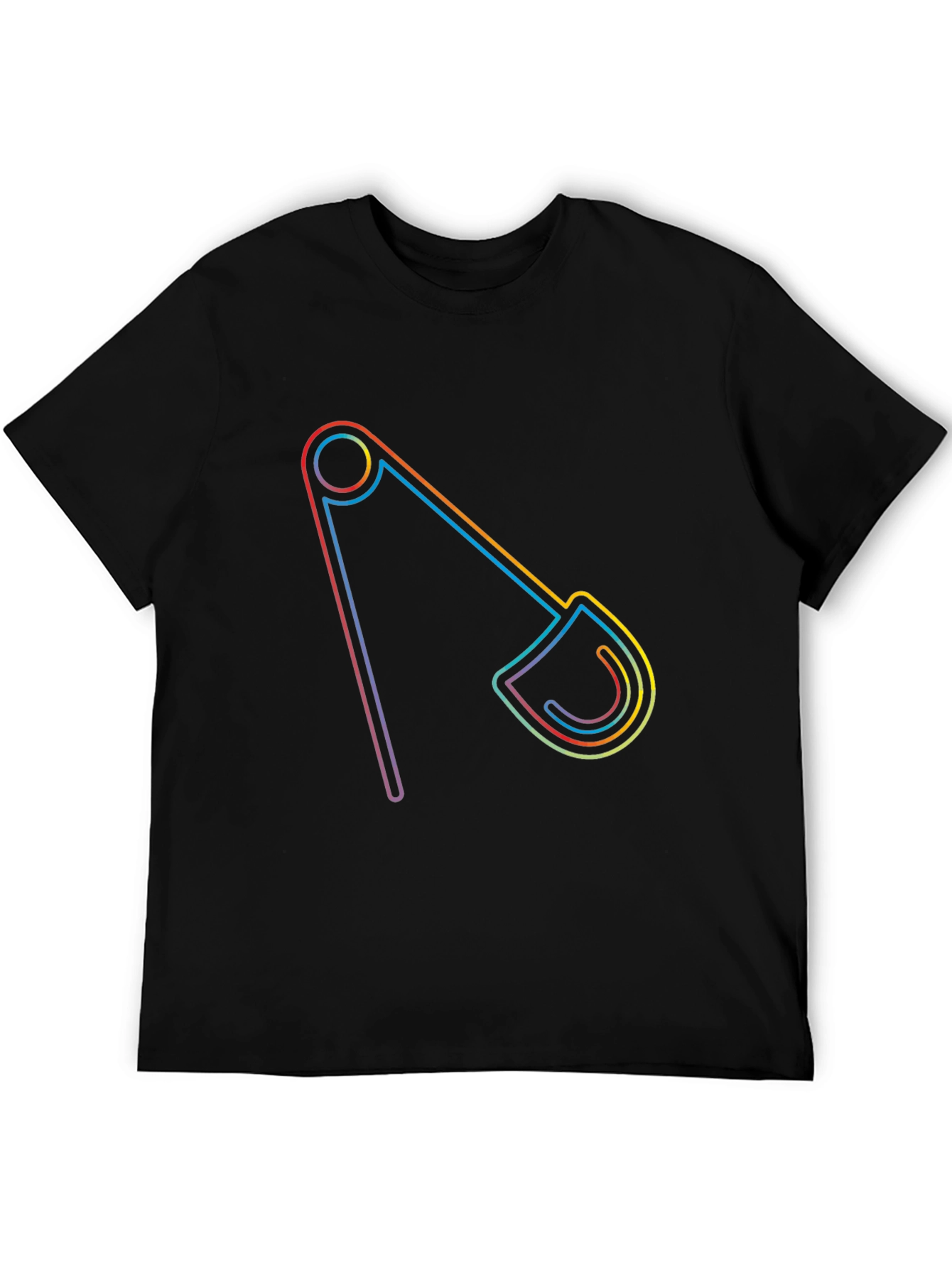 Rainbow Safety Pin Graphic Black Tee
