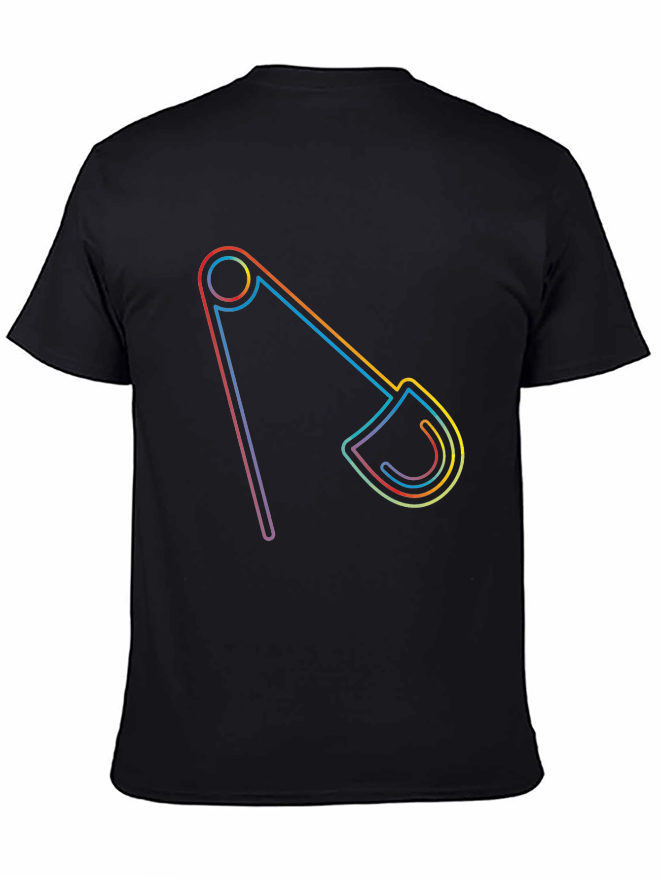 Rainbow Safety Pin Graphic Black Tee