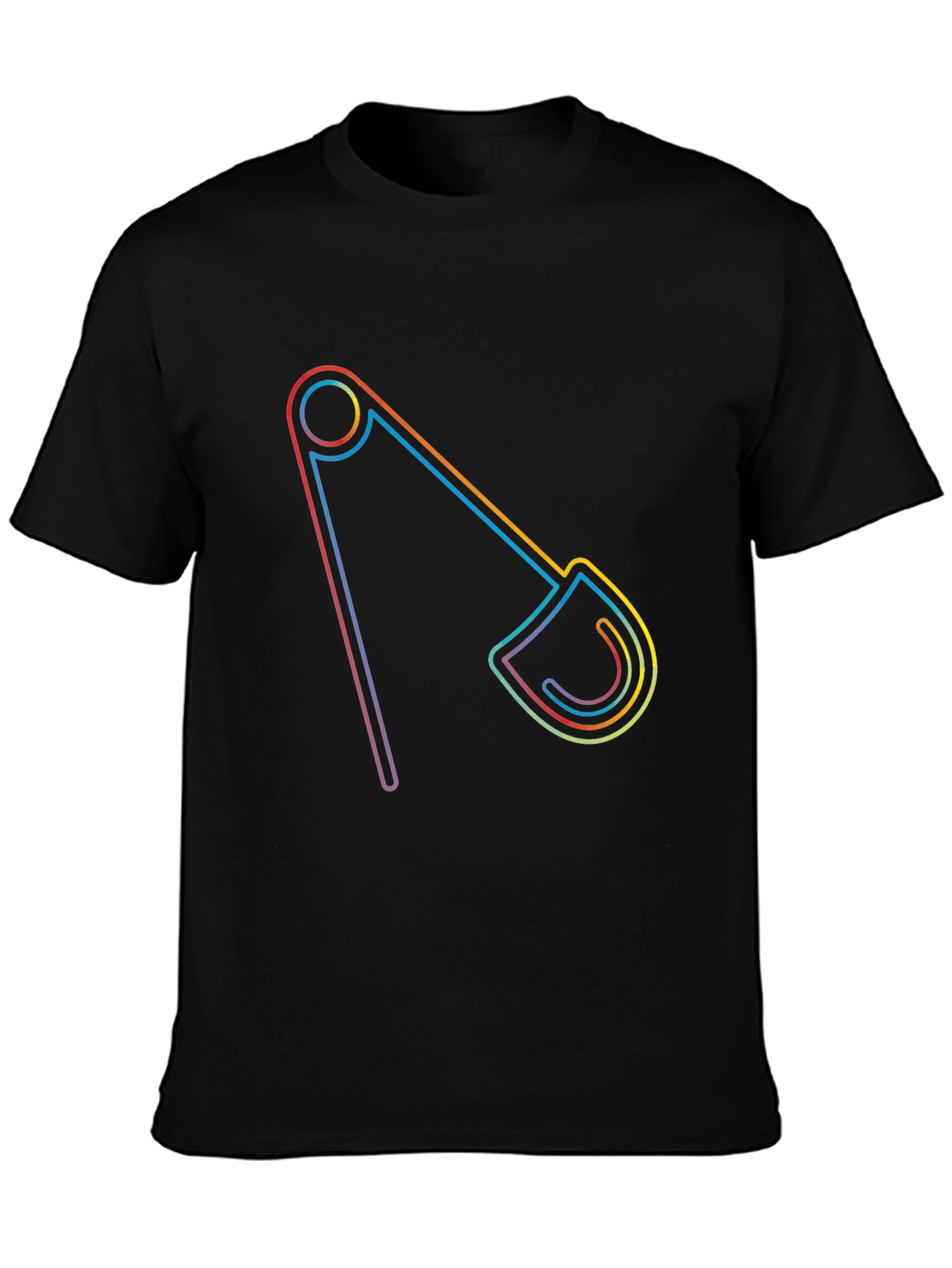 Rainbow Safety Pin Graphic Black Tee