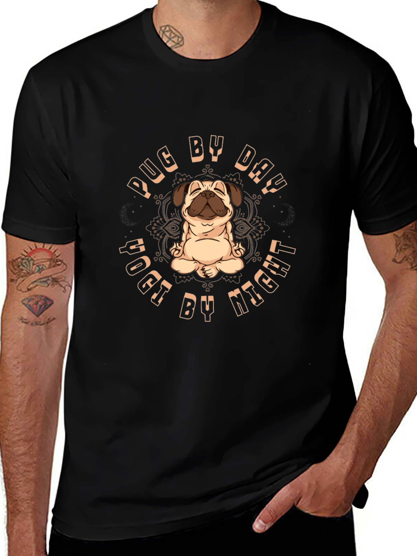 Pug Yoga T-Shirt - Day and Night Zen