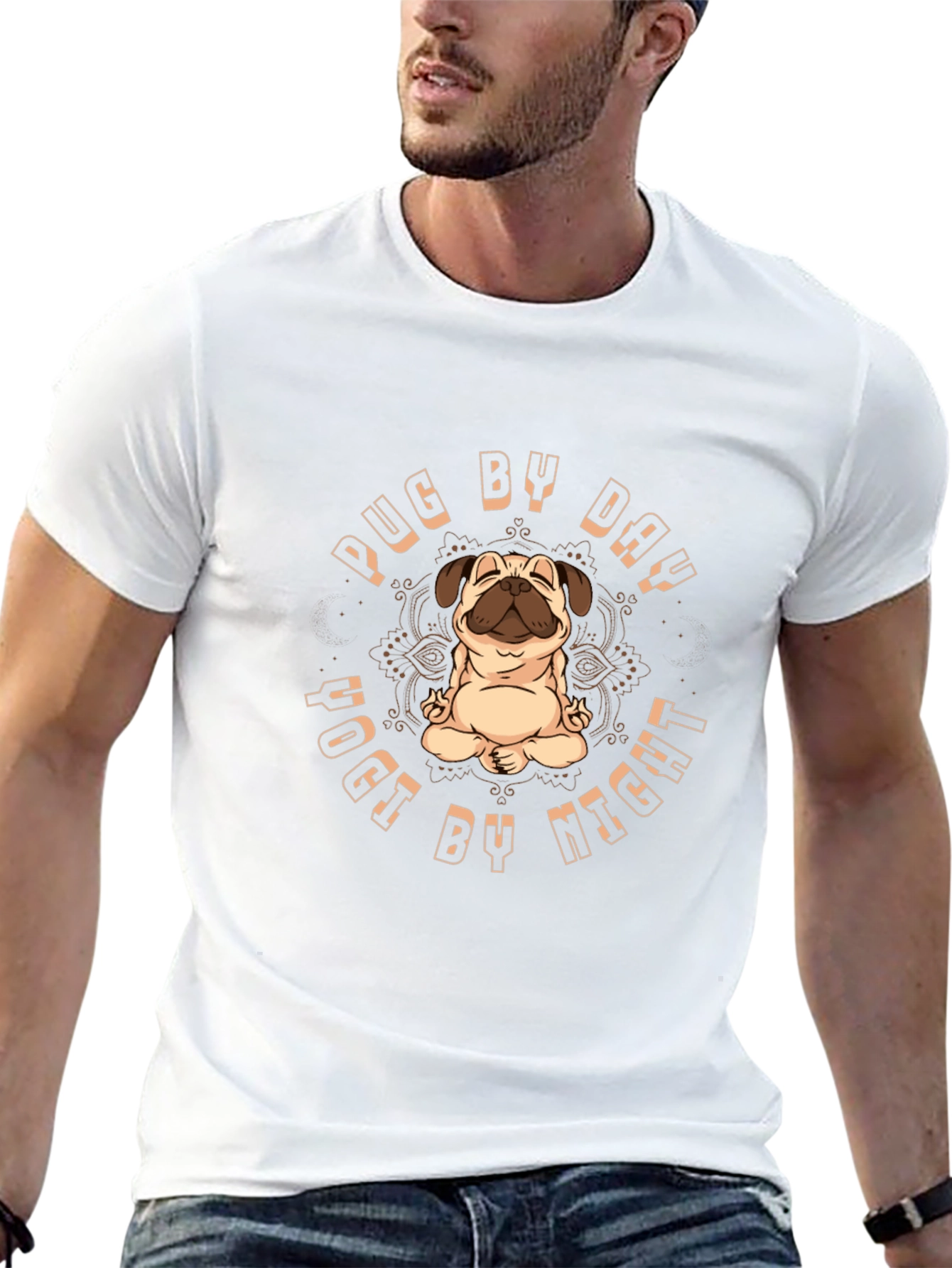 Pug Yoga T-Shirt - Day and Night Zen