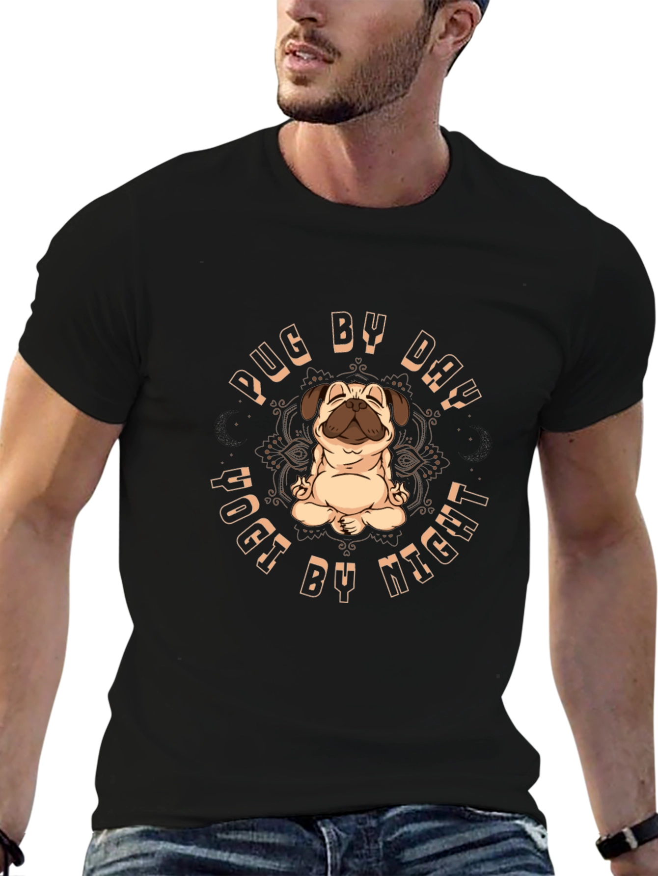 Pug Yoga T-Shirt - Day and Night Zen