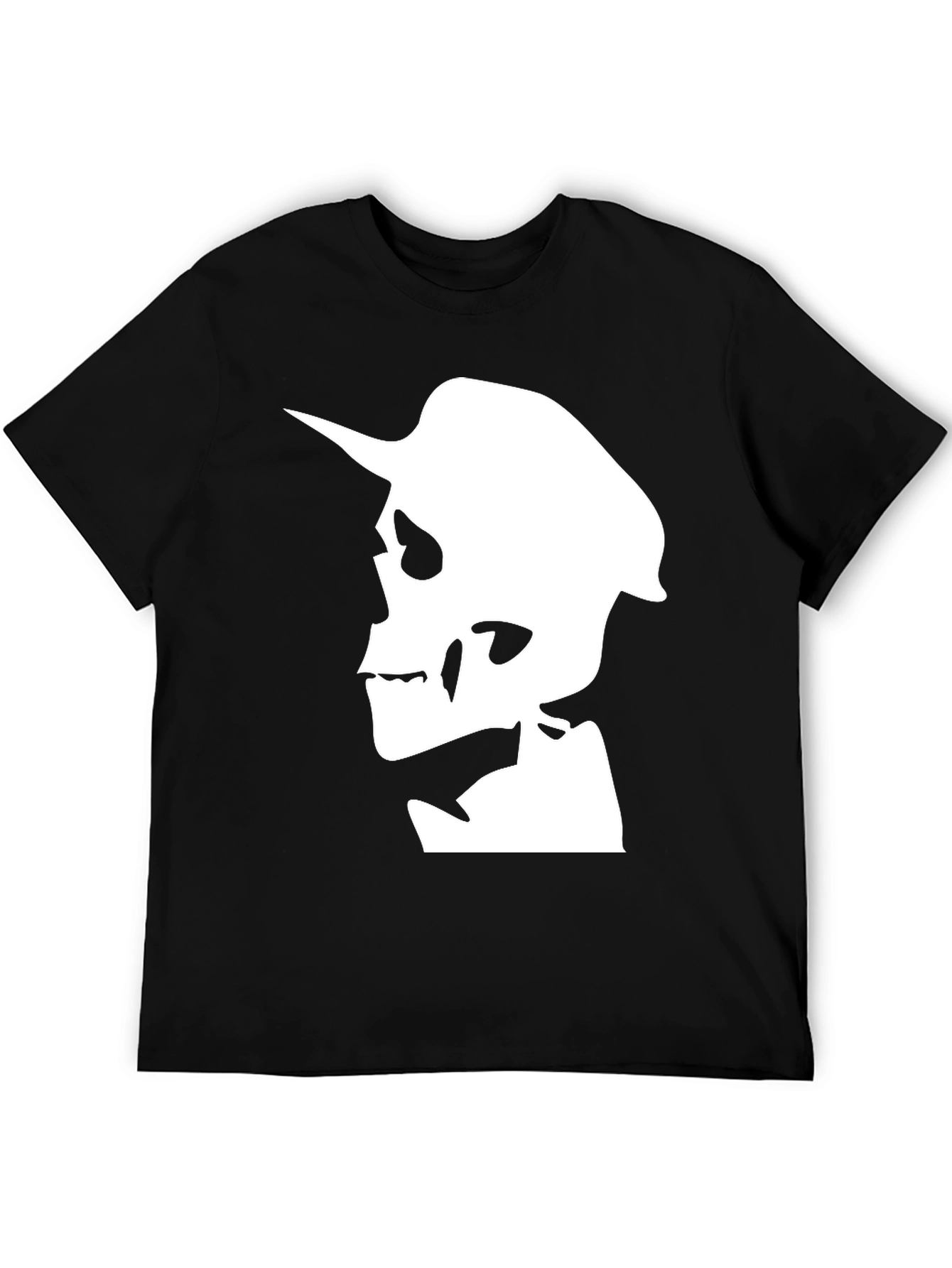 Skull Silhouette Graphic Tee - Black Cotton T-Shirt