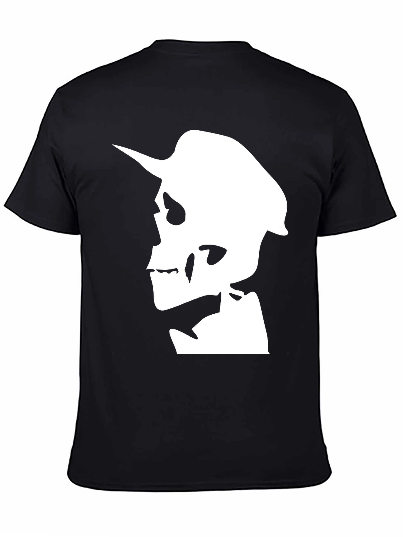 Skull Silhouette Graphic Tee - Black Cotton T-Shirt