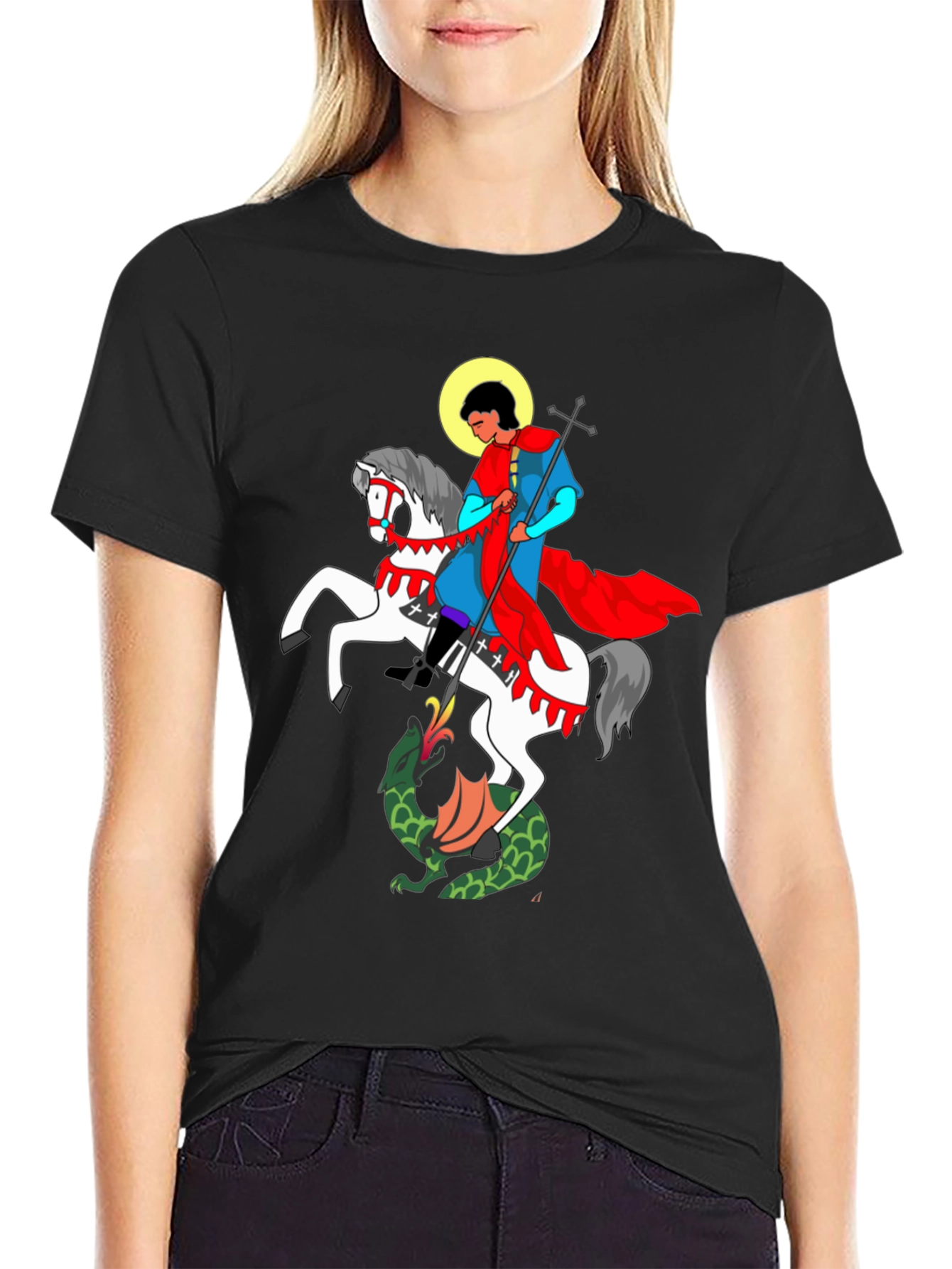 Saint George and The Dragon Black T-Shirt