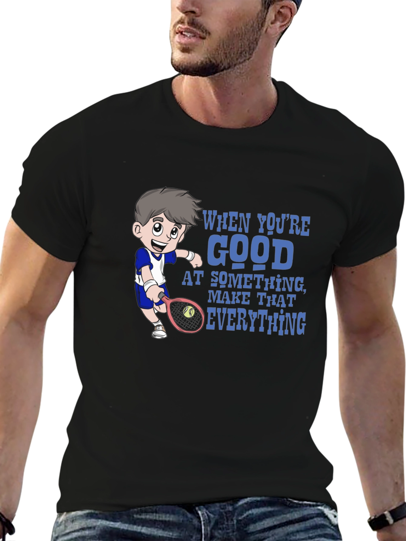 Tennis Cartoon Graphic Tee - Be Good At It!