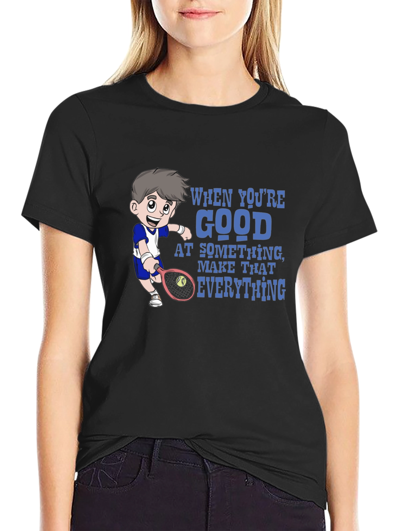 Tennis Cartoon Graphic Tee - Be Good At It!