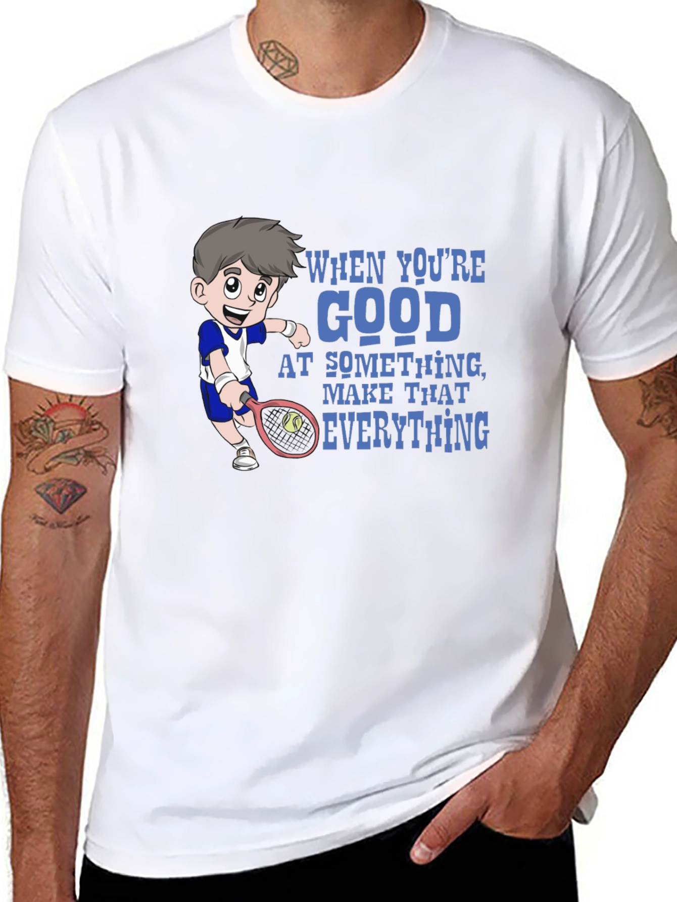Tennis Cartoon Graphic Tee - Be Good At It!