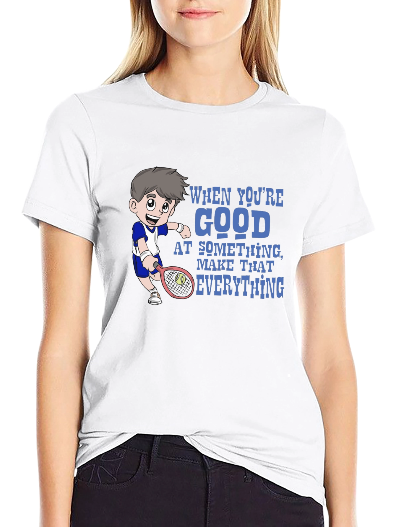 Tennis Cartoon Graphic Tee - Be Good At It!