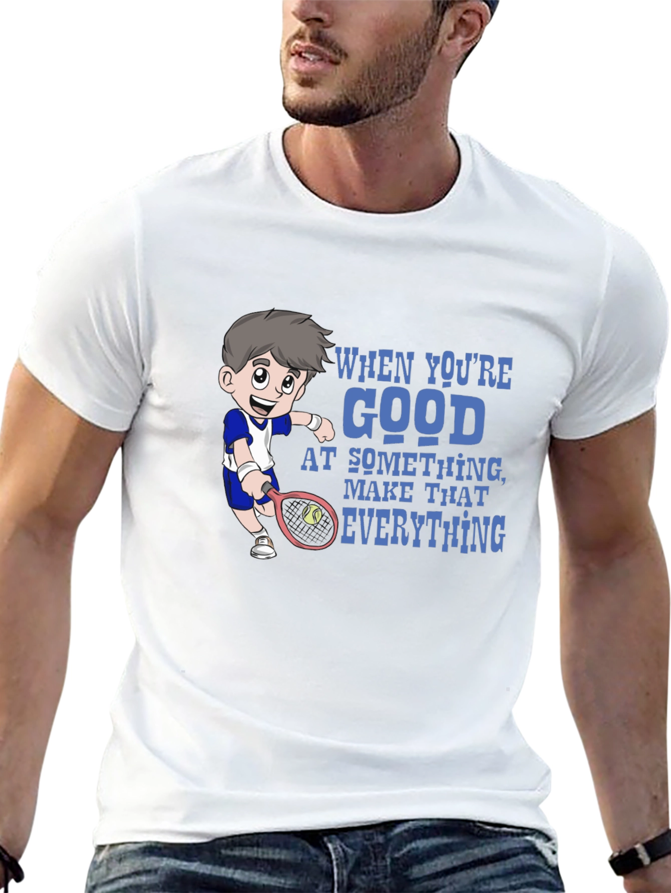 Tennis Cartoon Graphic Tee - Be Good At It!