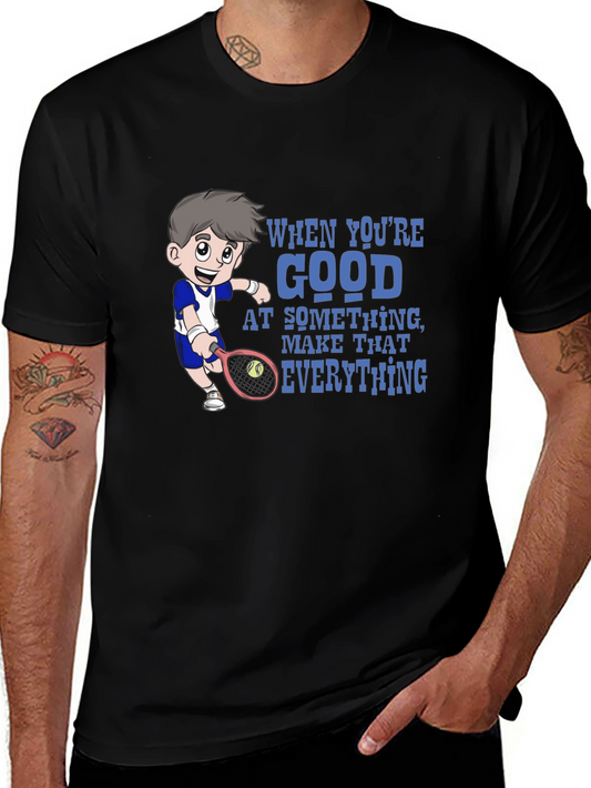 Tennis Cartoon Graphic Tee - Be Good At It!