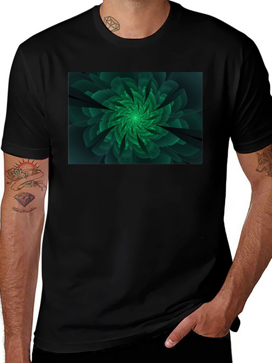 Emerald Bloom Graphic Tee - Modern Floral Design