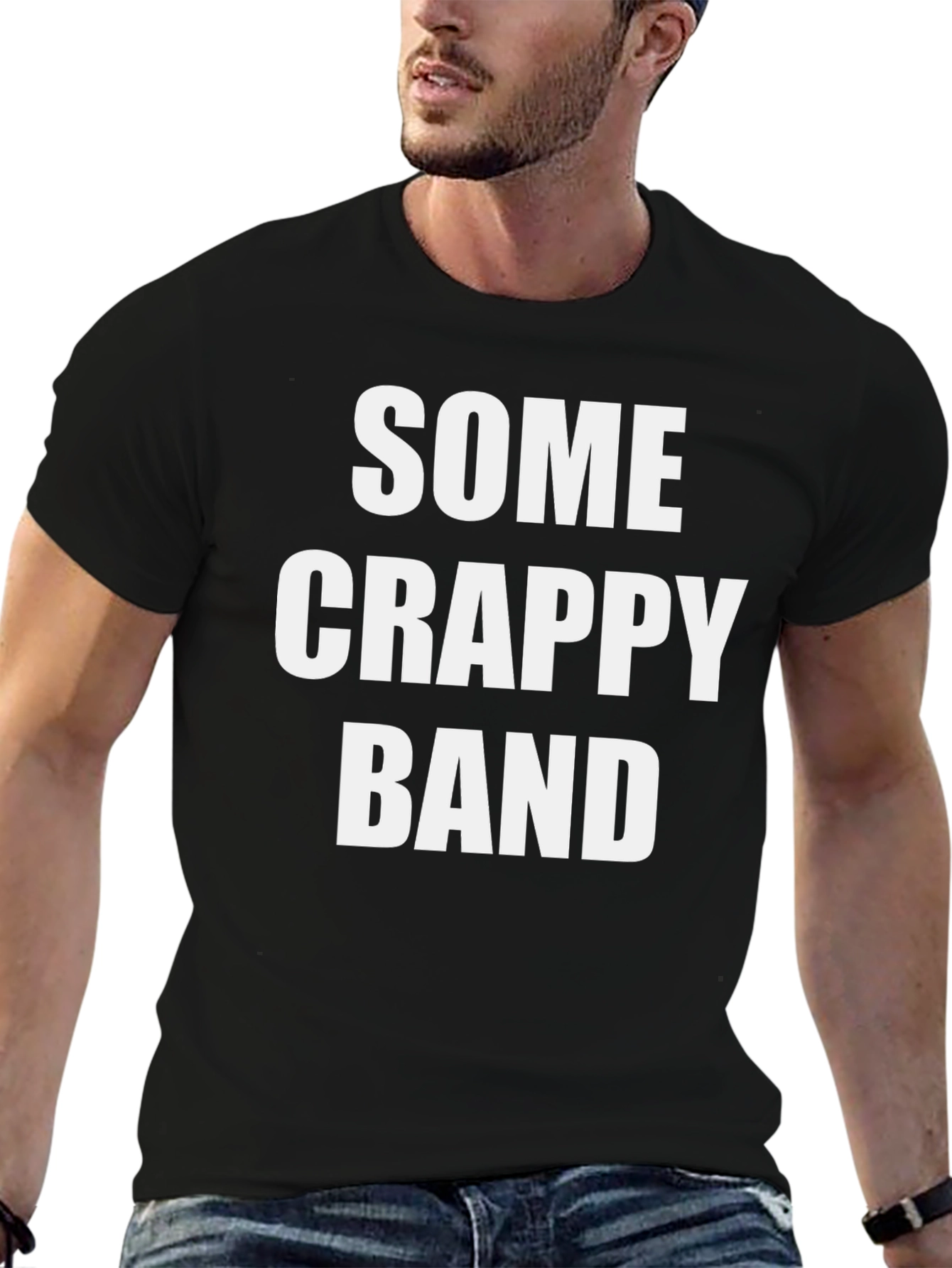 Funny Some Crappy Band Black Cotton T-Shirt