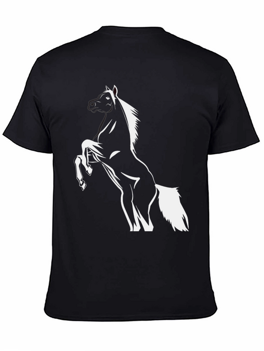 Black Horse Graphic Tee - Mens Casual T-Shirt