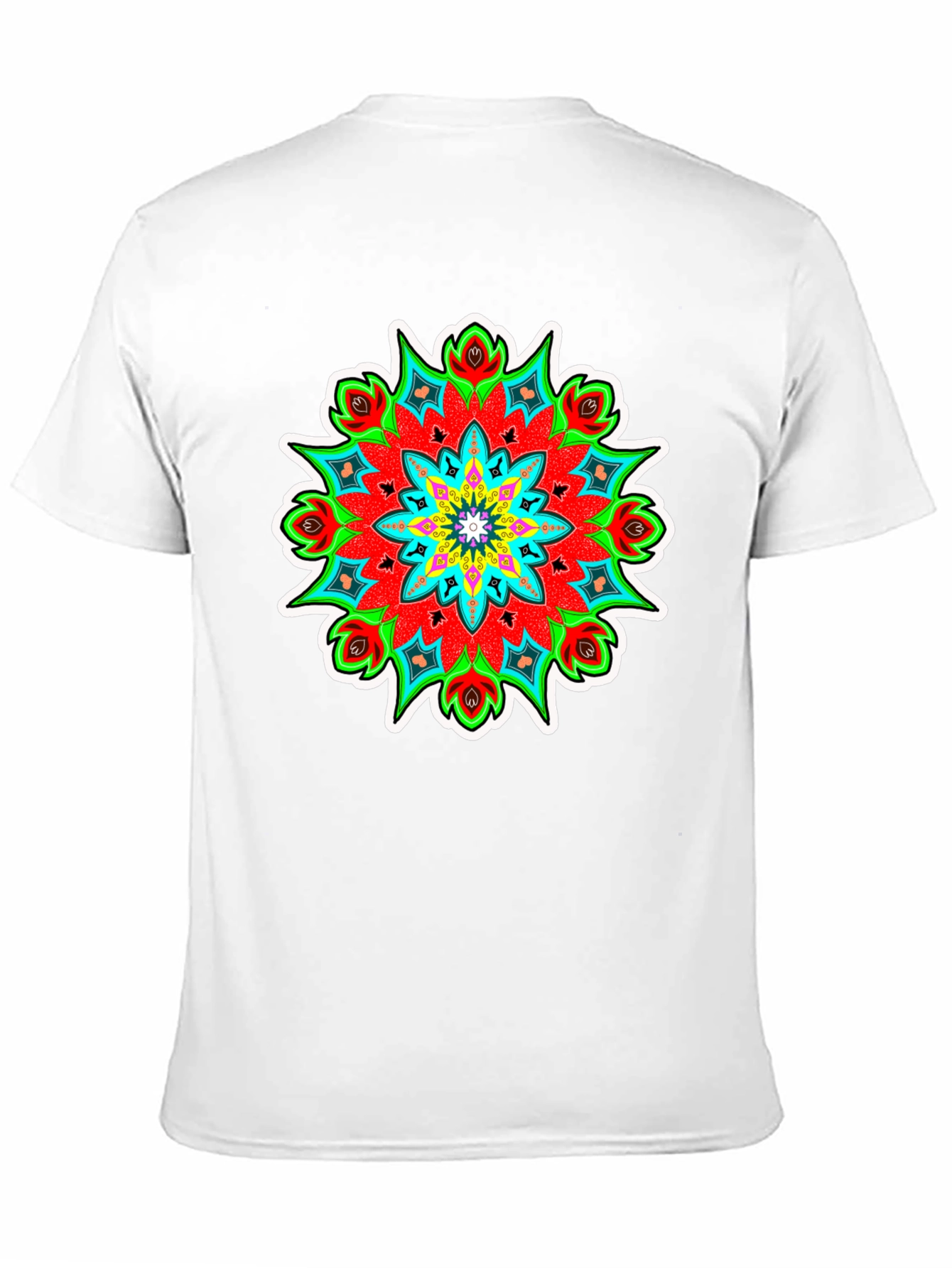 Vibrant Mandala Graphic Tee - Black