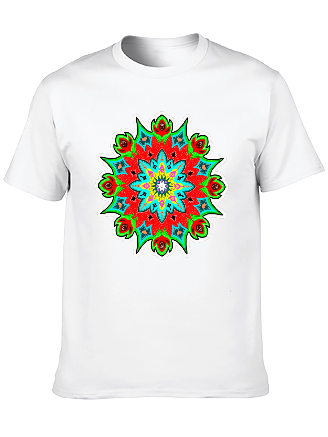 Vibrant Mandala Graphic Tee - Black