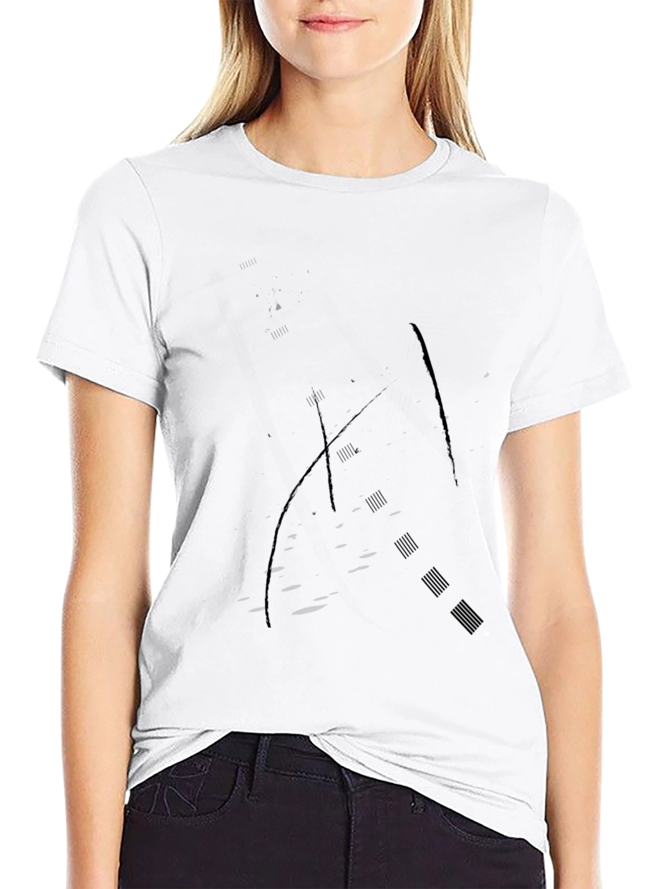 Mens Black Crew Neck Graphic T-Shirt