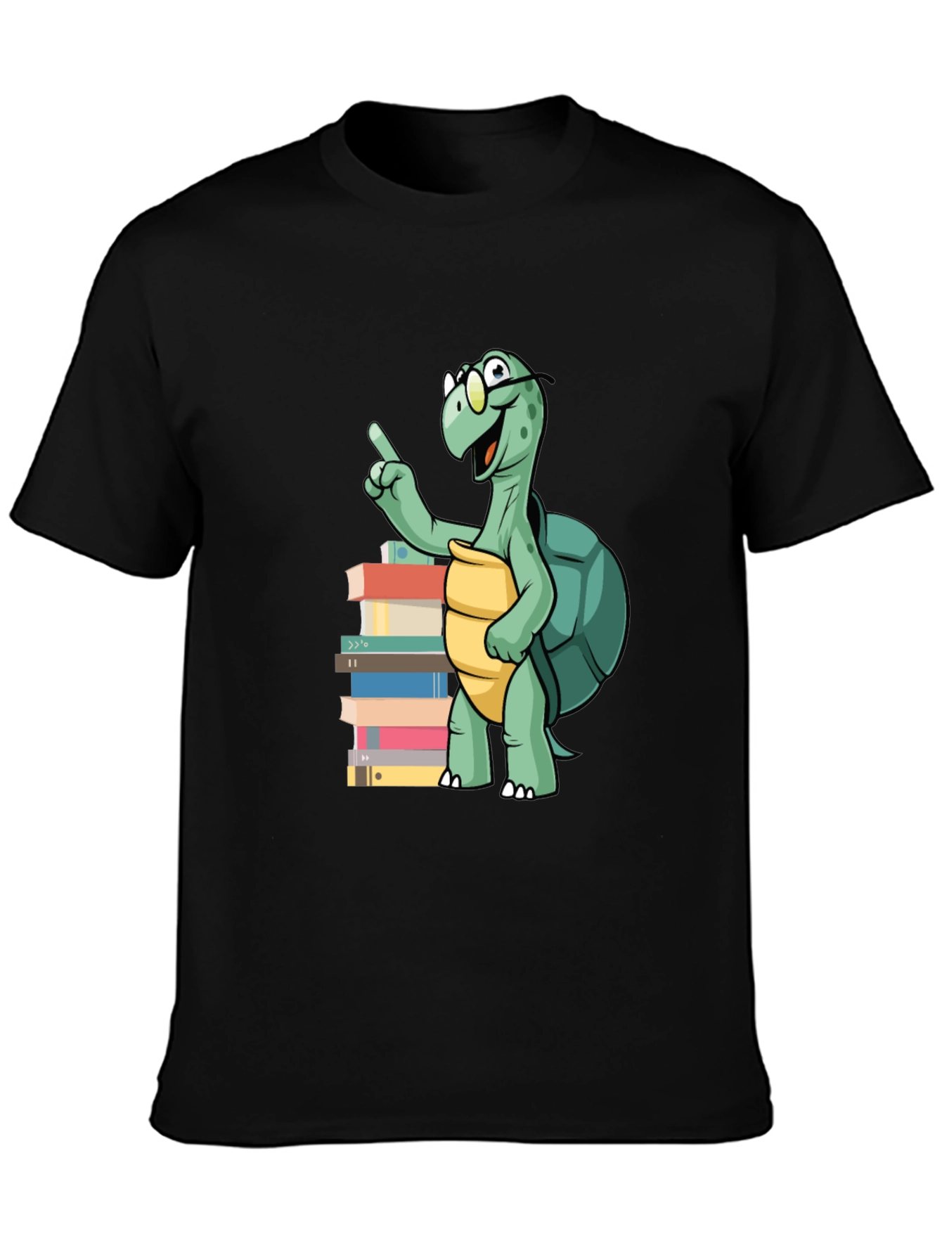Bookworm Turtle Graphic Tee - Black