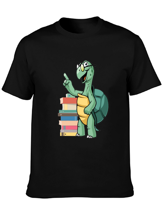 Bookworm Turtle Graphic Tee - Black
