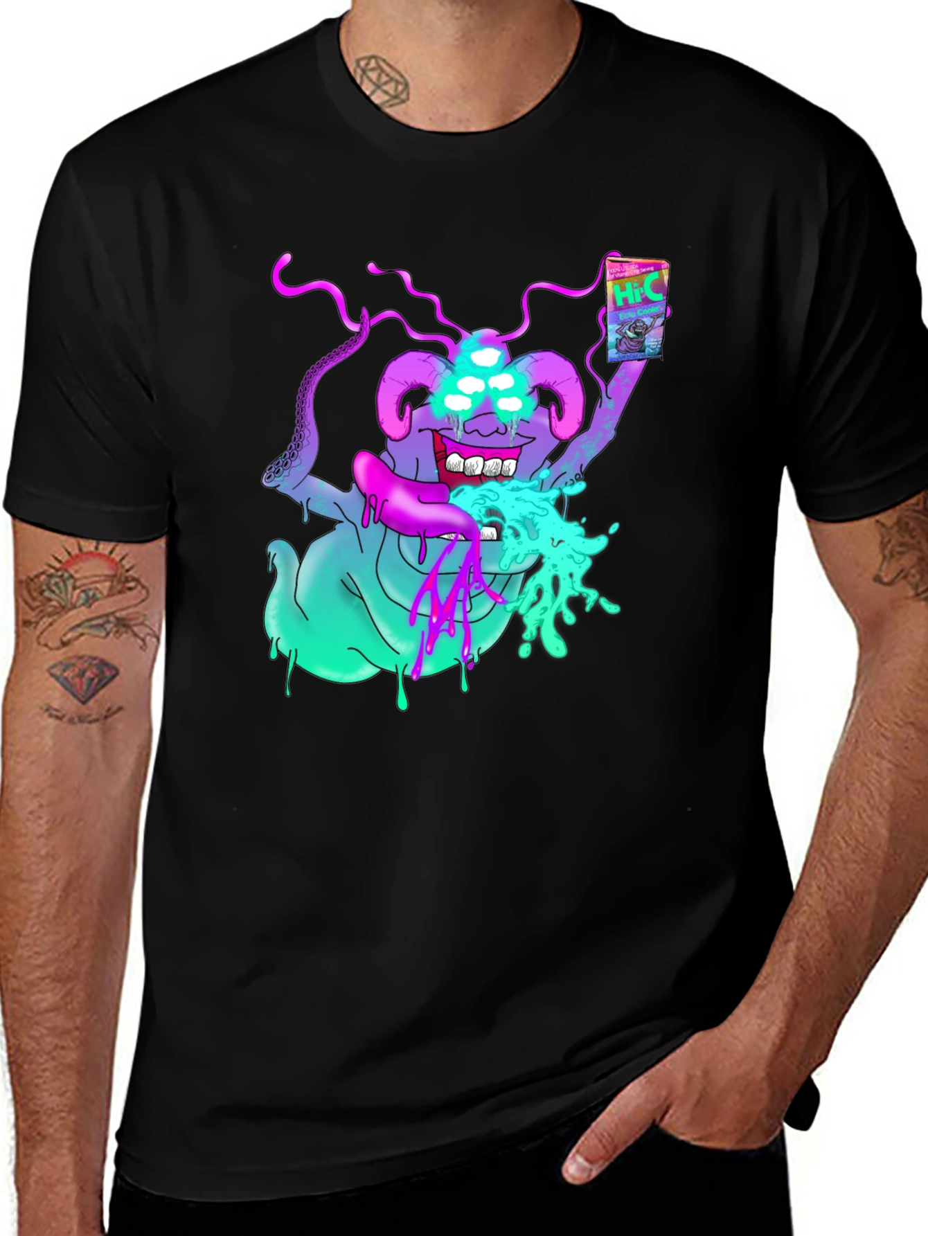 Hi-C Juice Box Alien Graphic Black Tee
