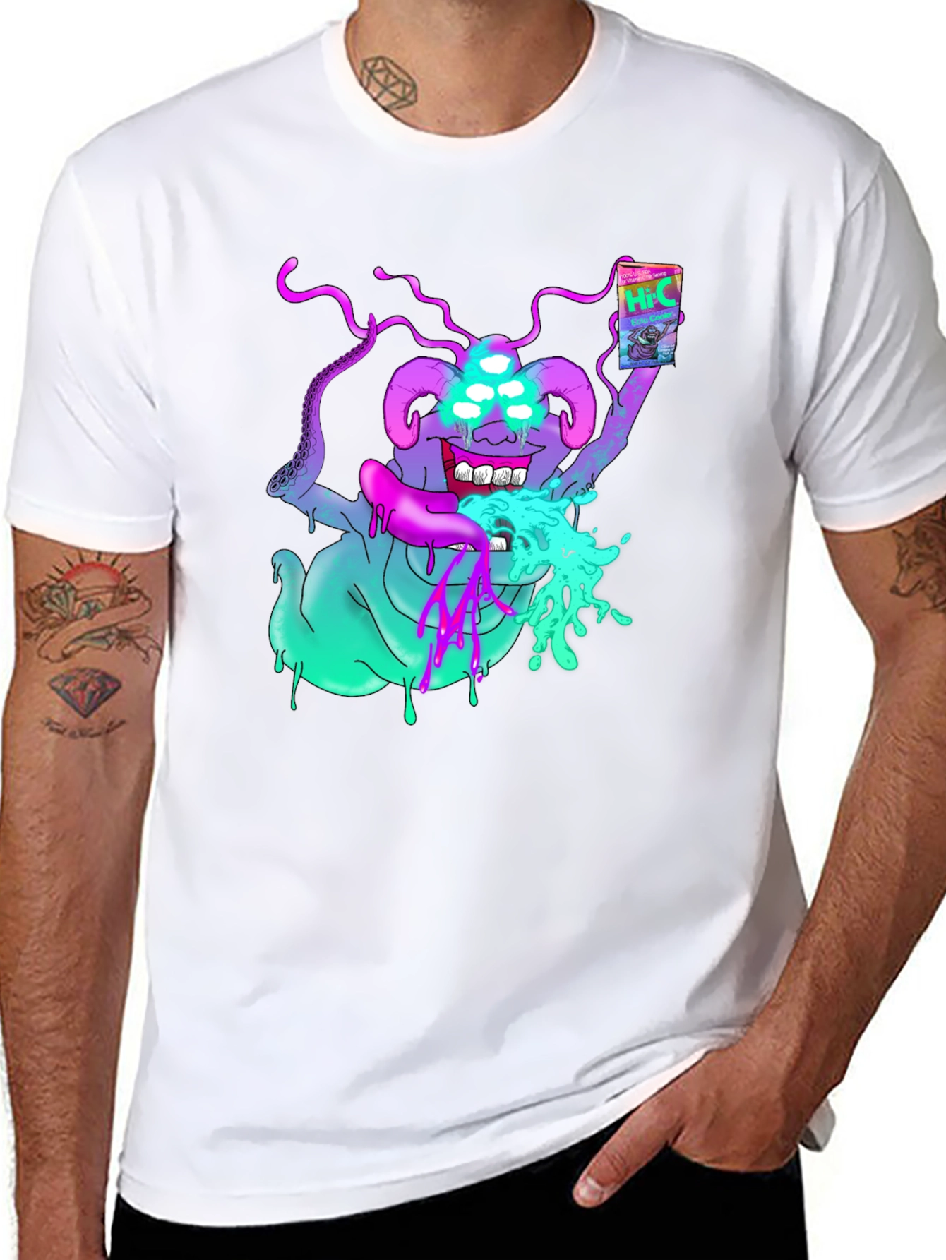 Hi-C Juice Box Alien Graphic Black Tee