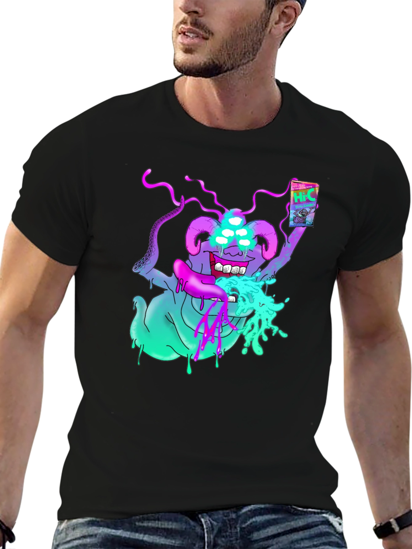 Hi-C Juice Box Alien Graphic Black Tee