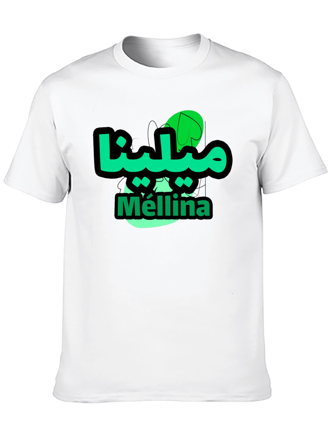 Mellina Green Graphic T-Shirt - Casual Black Tee