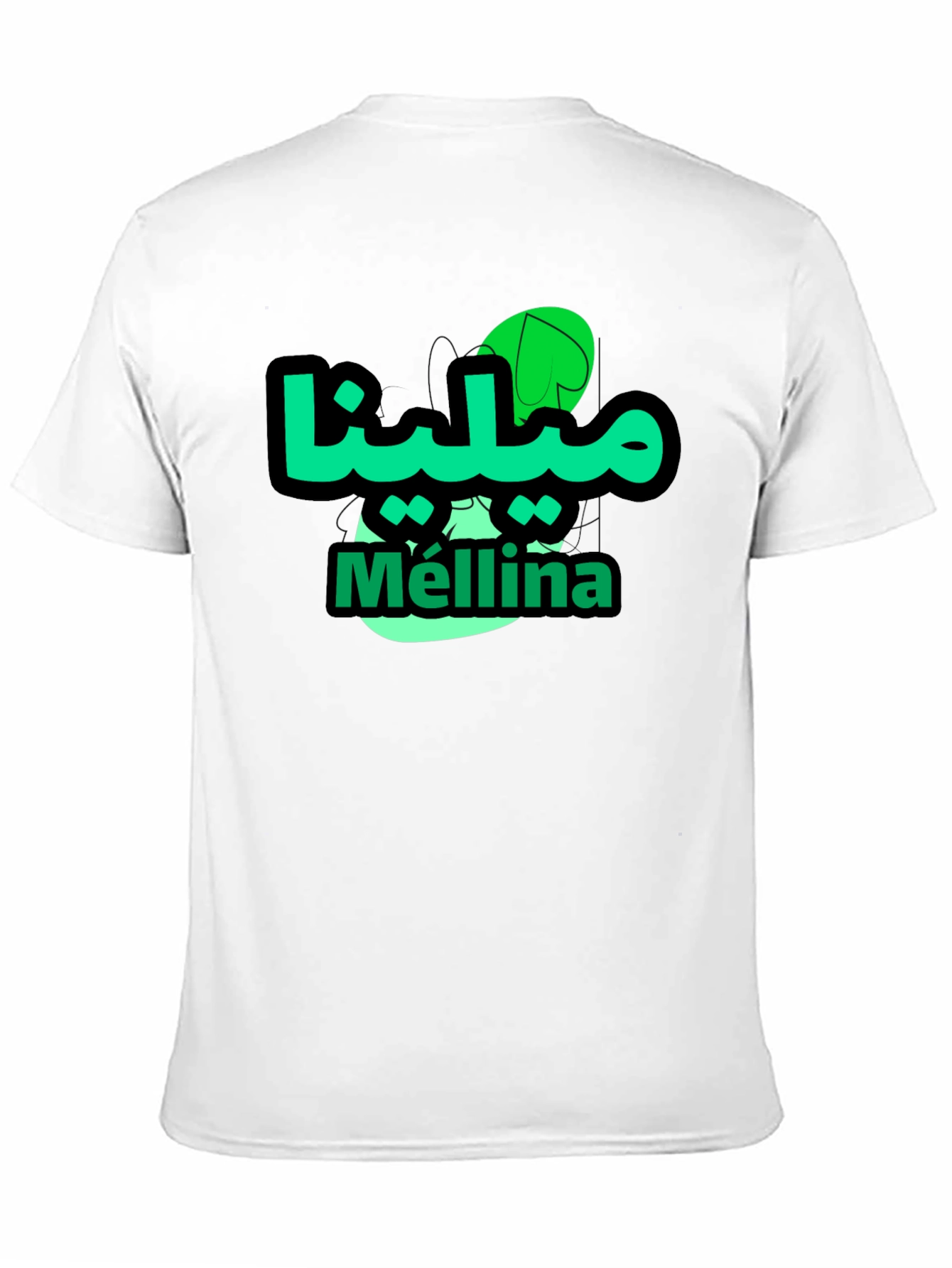 Mellina Green Graphic T-Shirt - Casual Black Tee