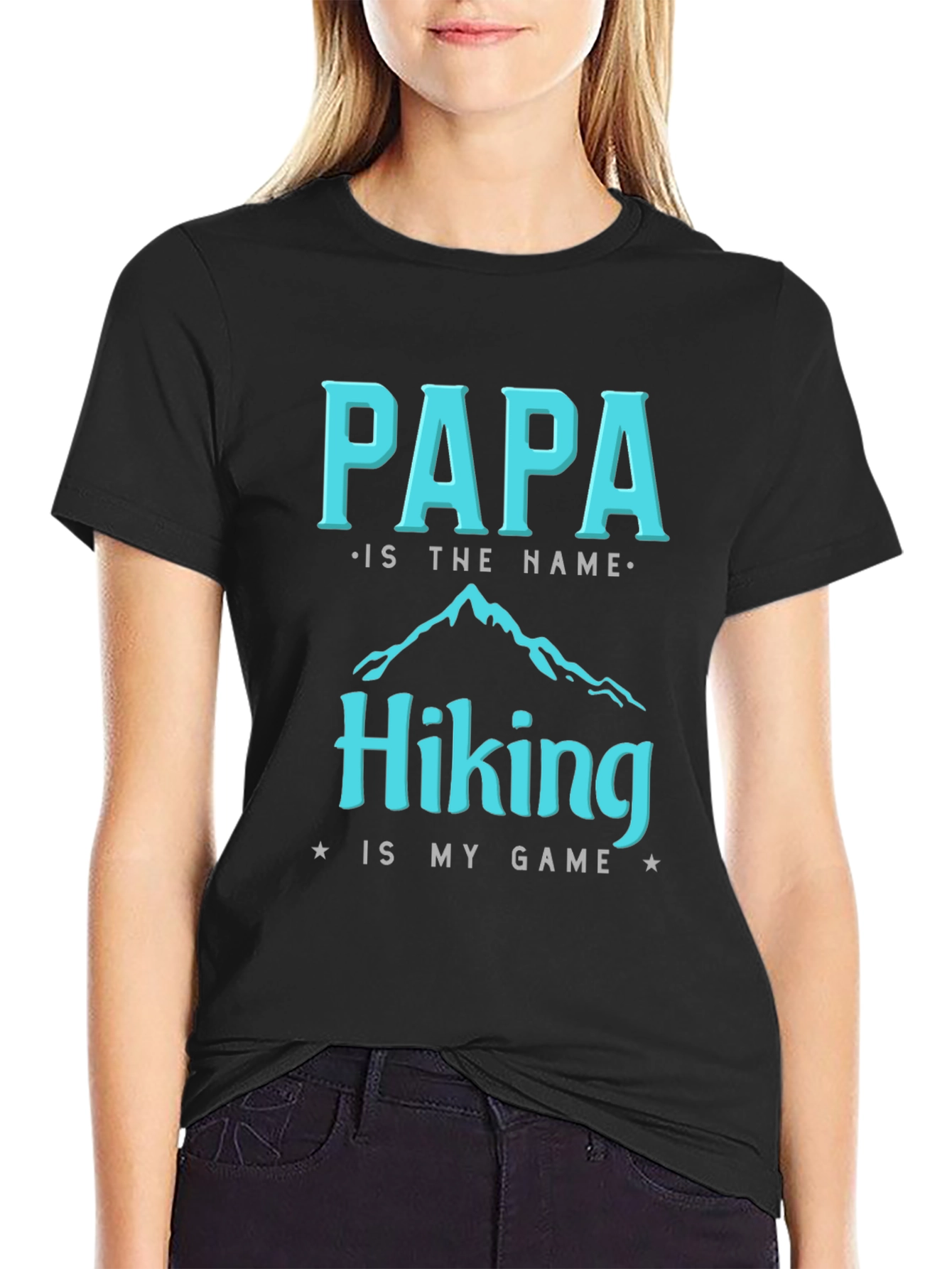 Papa Hiking Game T-Shirt - Black Cotton Tee